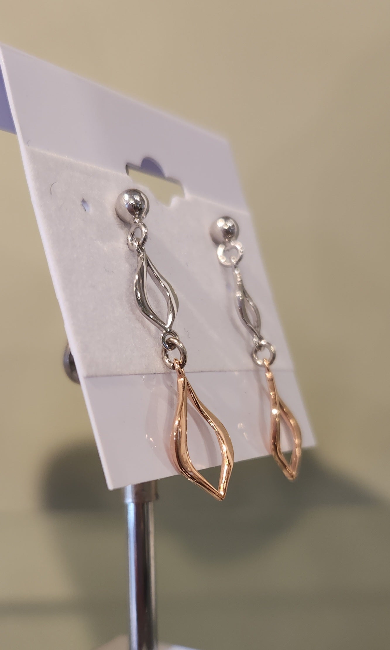 Sterling silver two-toned dangle push-back earrings