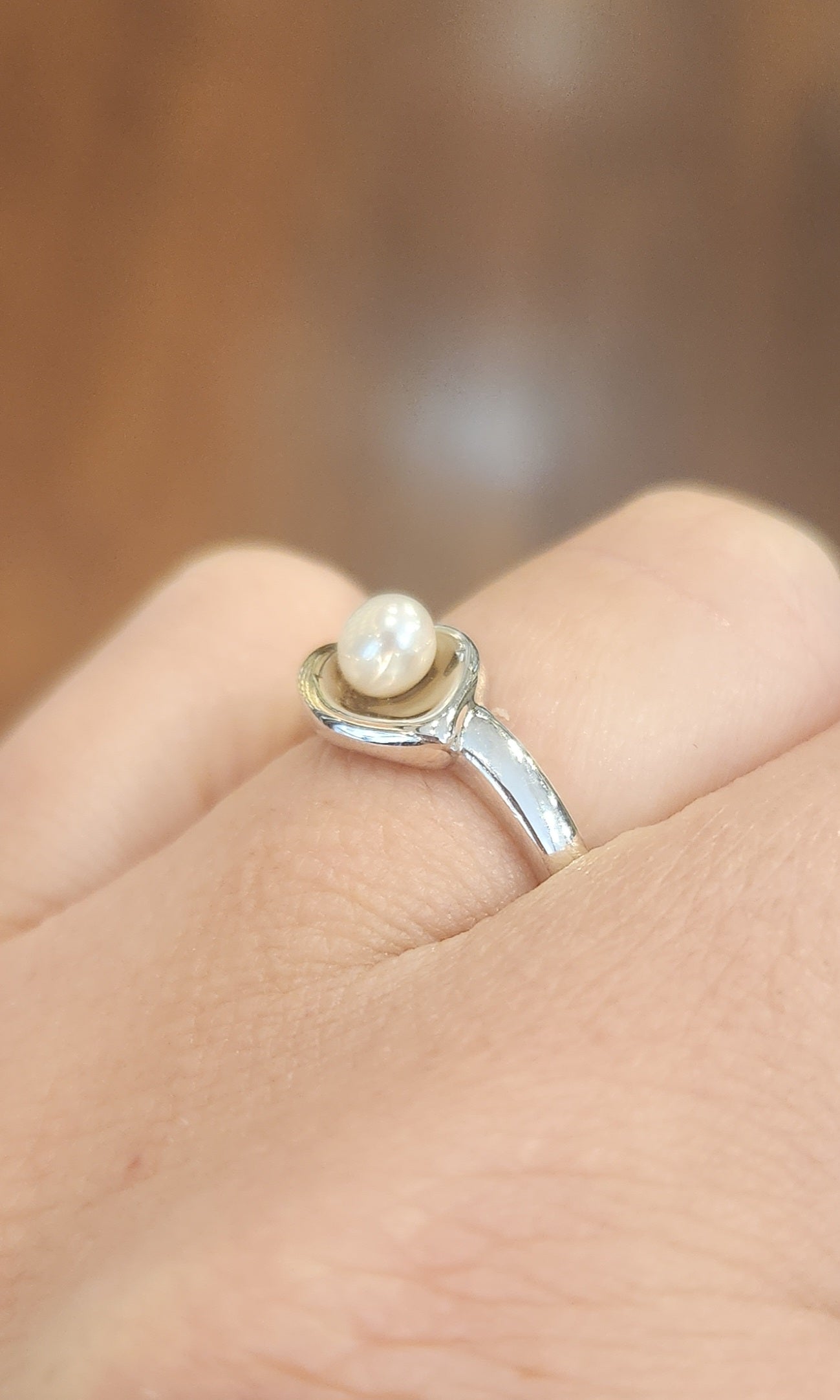 Sterling silver pearl ring with gold accent