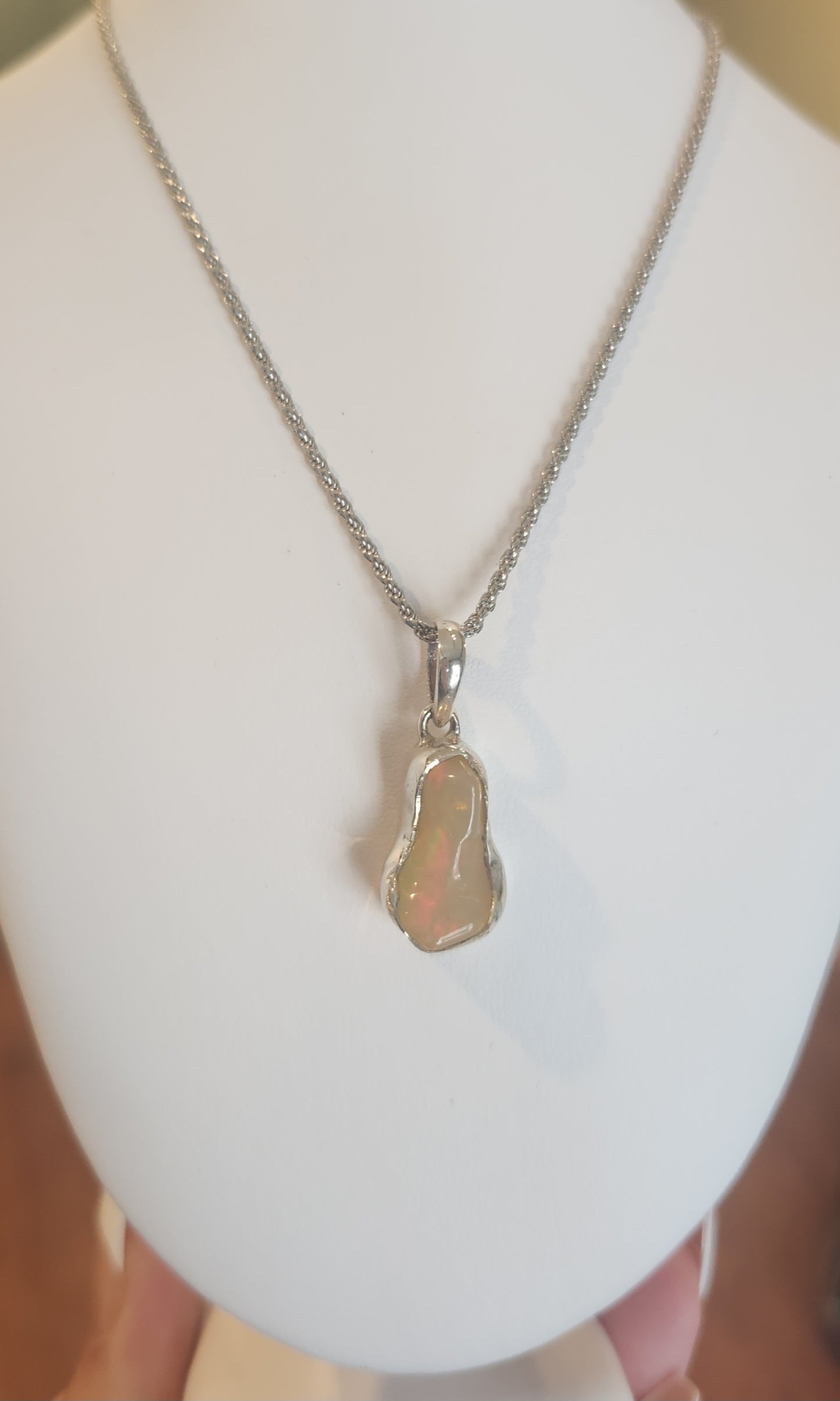 Sterling silver free form opal pendant