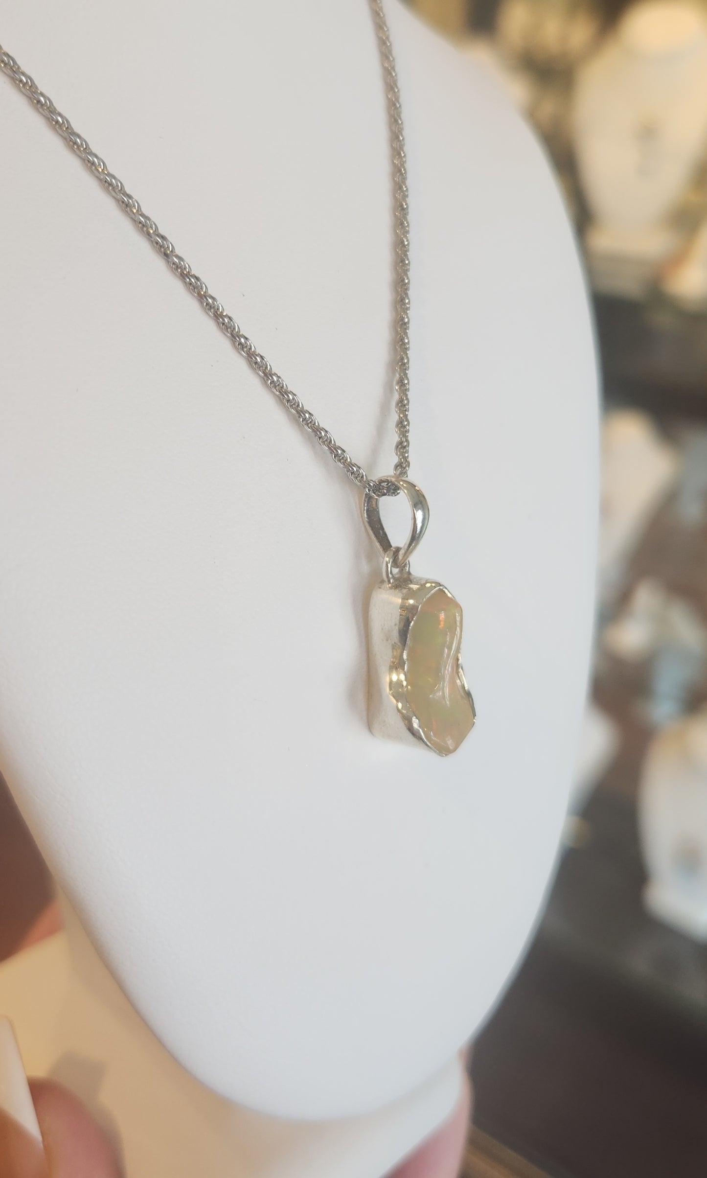 Sterling silver free form opal pendant