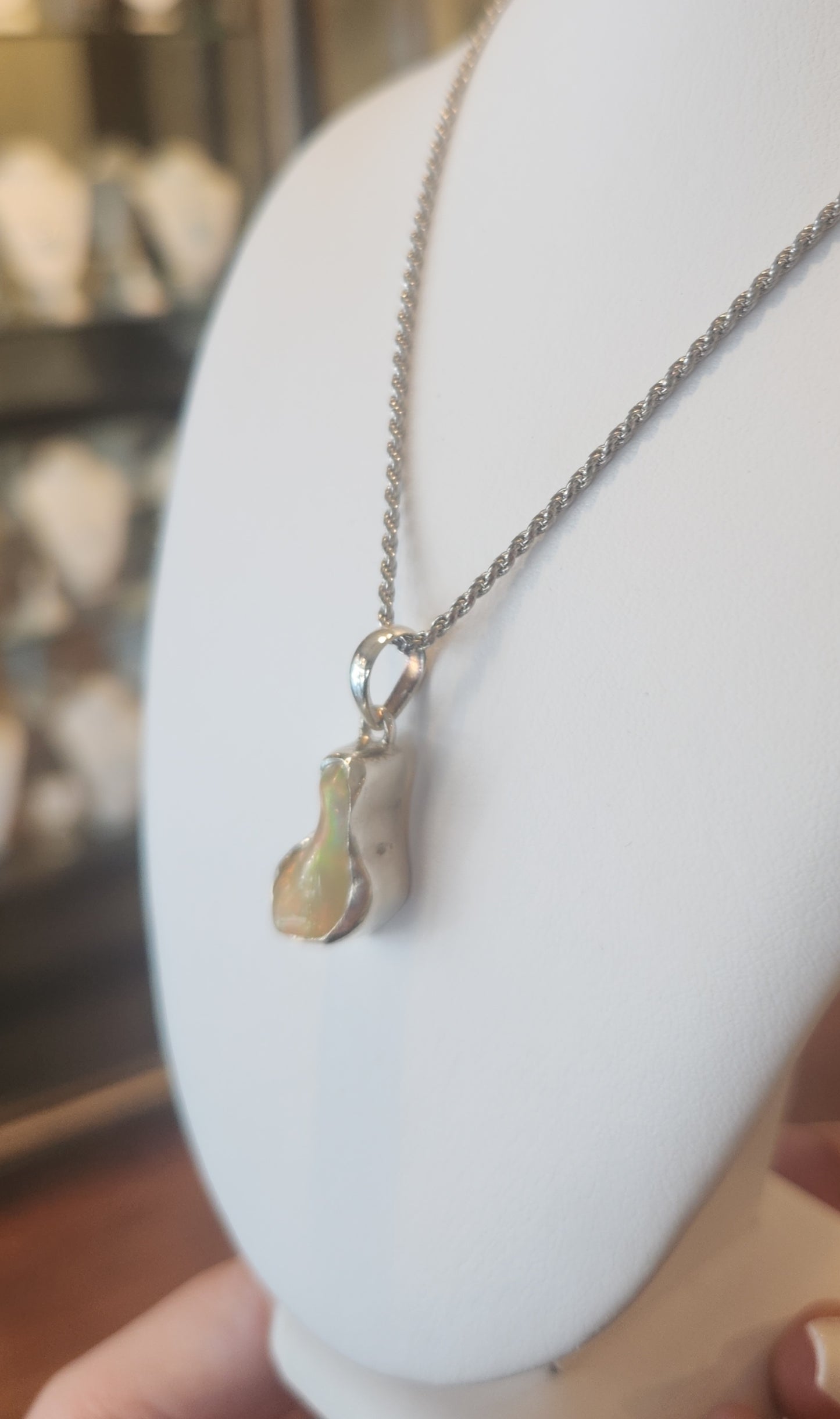 Sterling silver free form opal pendant