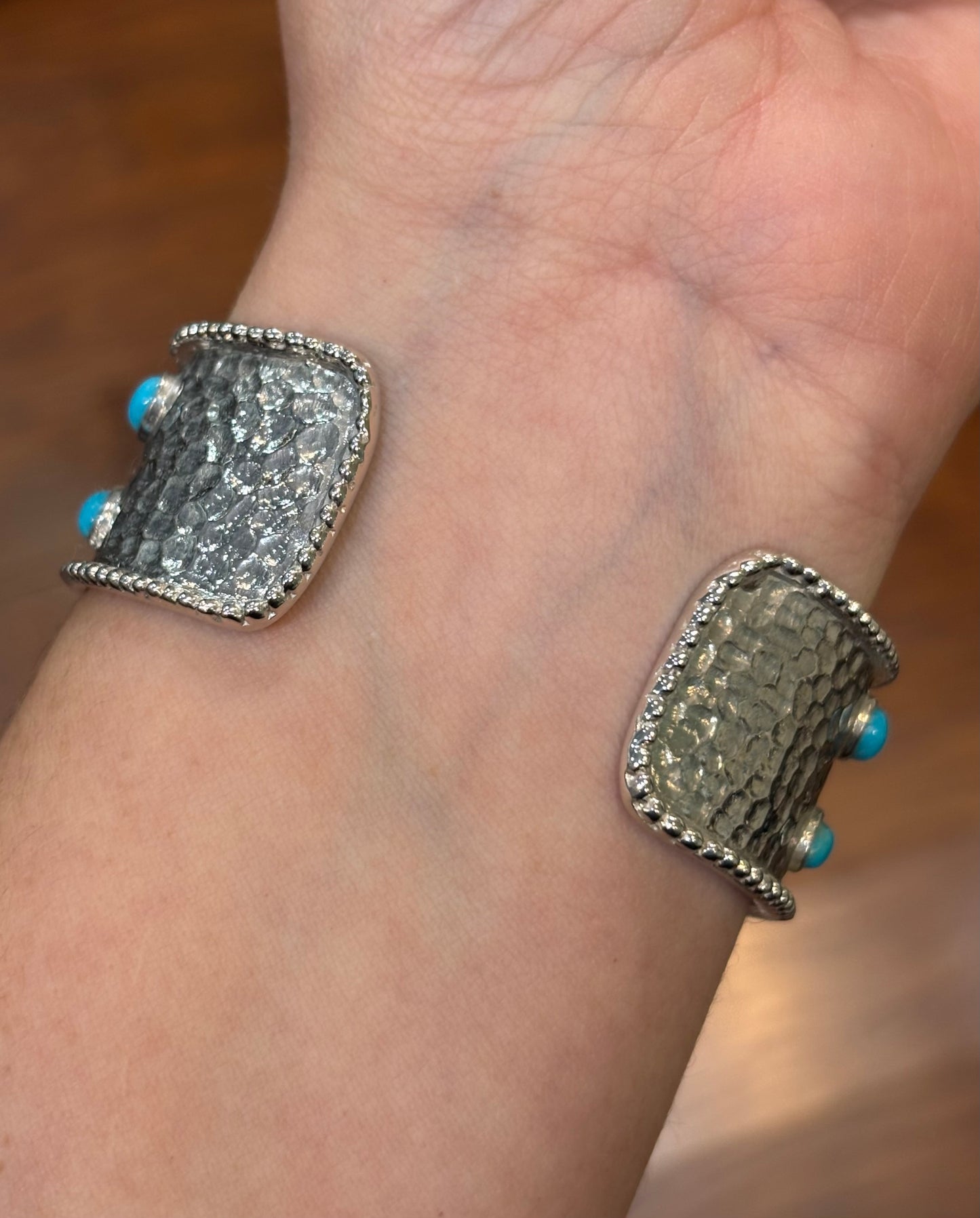 Sterling silver multi stone turquoise cuff bracelet 7 inches