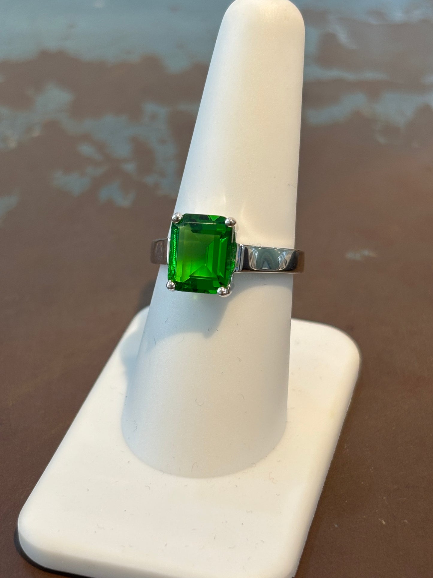 Helenite emerald cut ring size 4