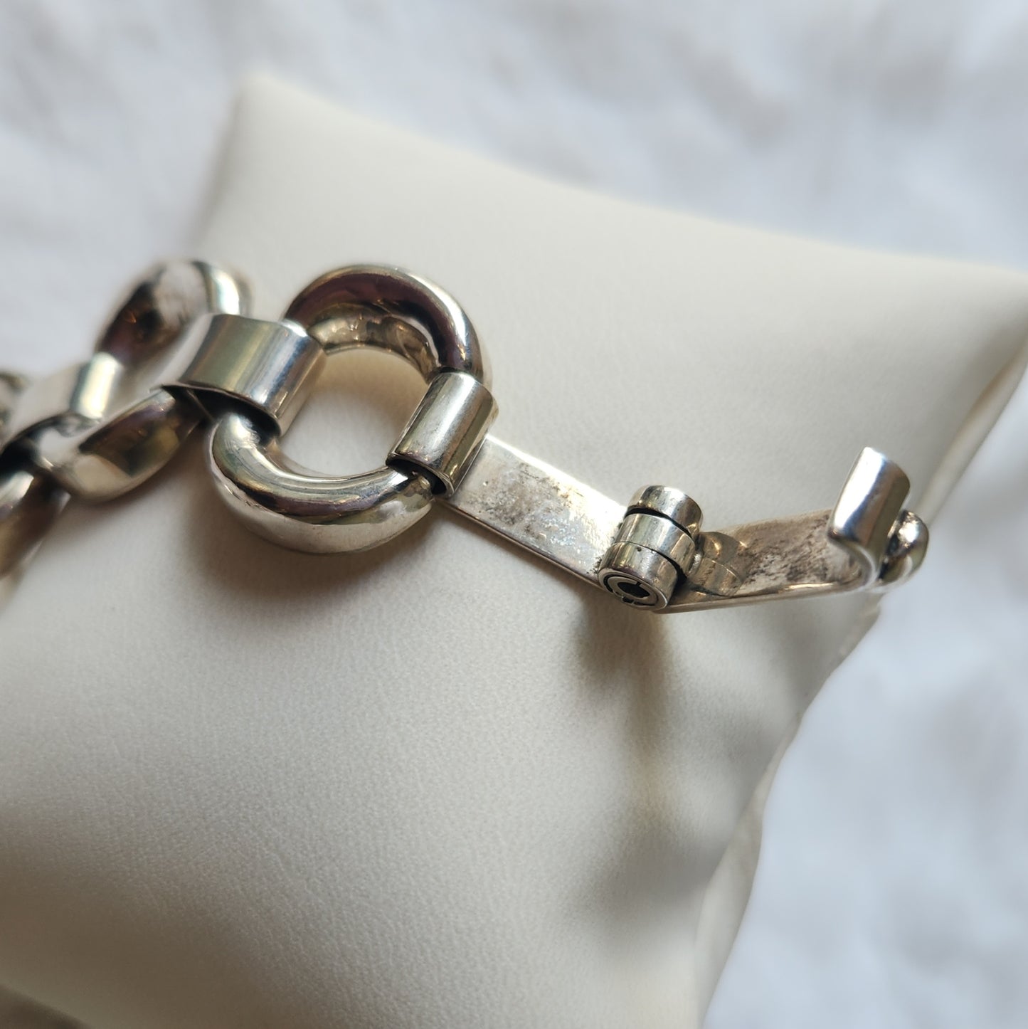 Sterling silver large link statement bracelet