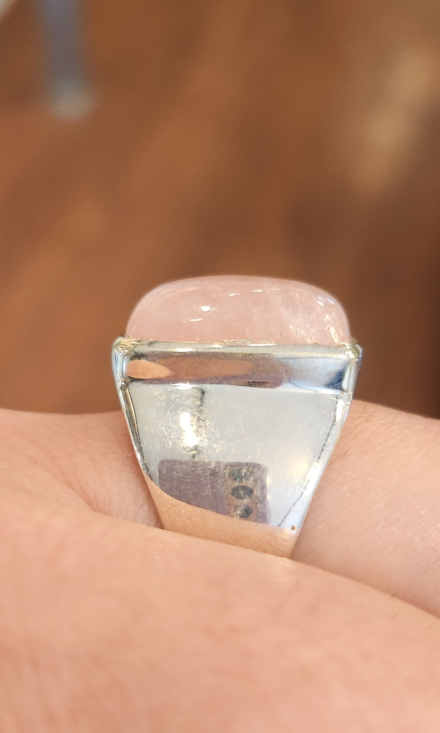 Sterling silver rose quartz statement ring