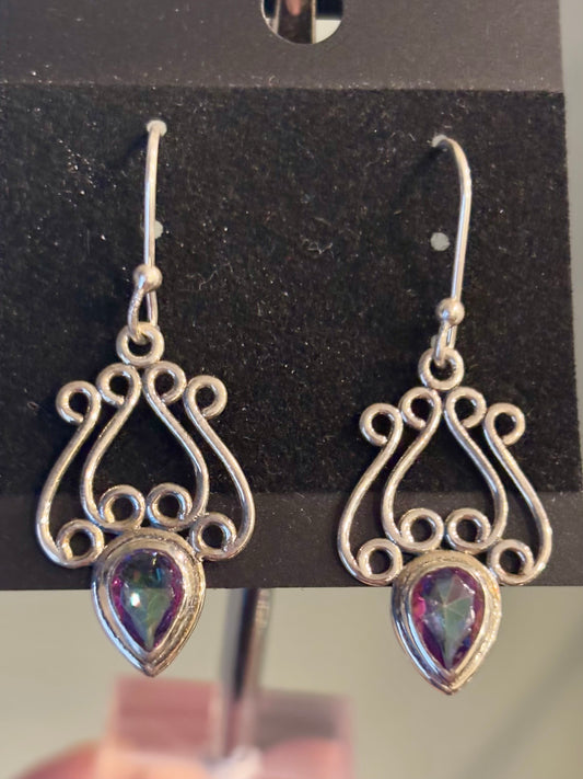 Sterling silver mystic topaz dangle earrings