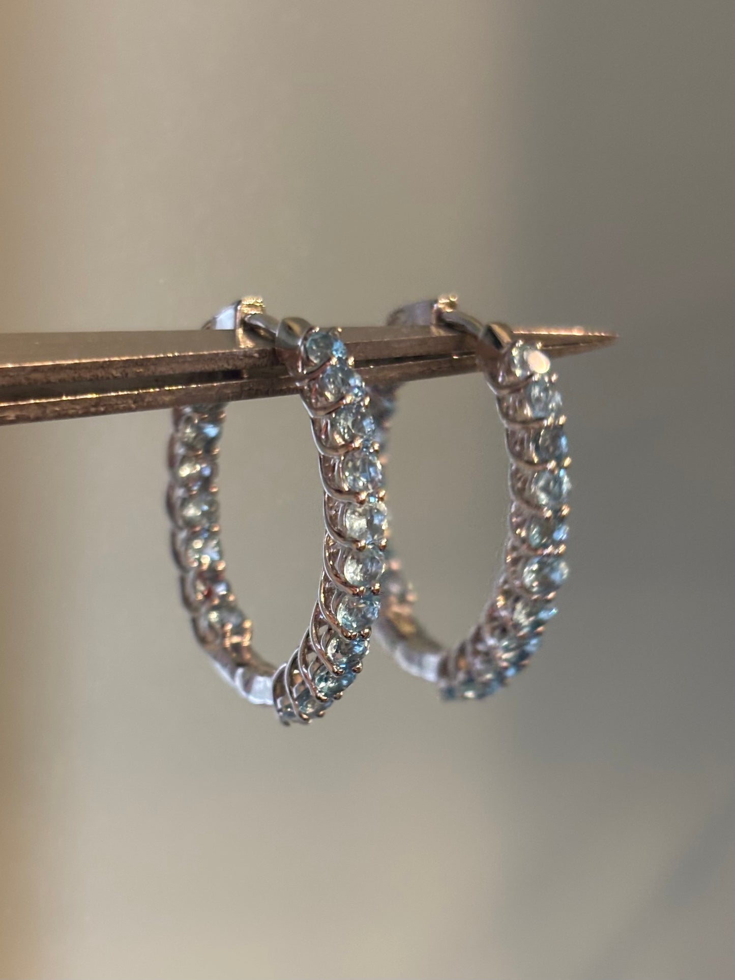 Sterling silver blue topaz in-and-out hoop earrings