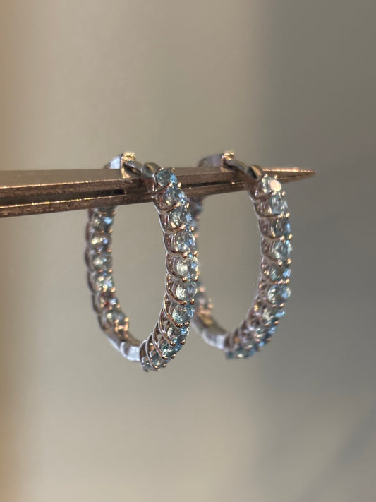 Sterling silver blue topaz in-and-out hoop earrings