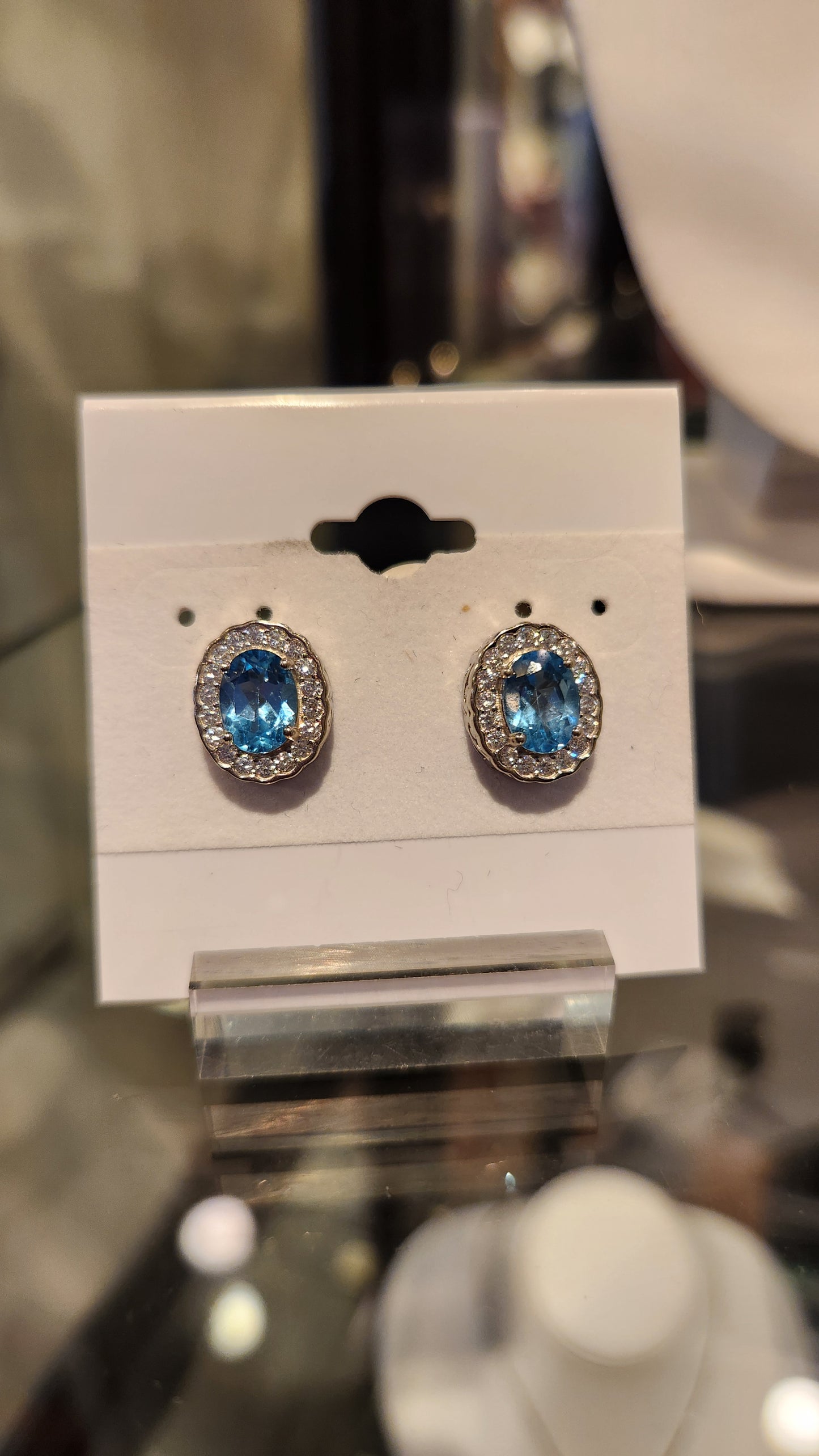 Sterling silver blue and white topaz earrings