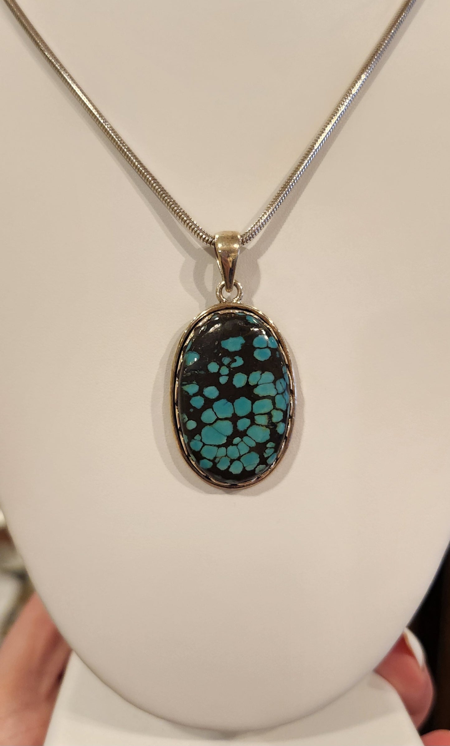 Sterling silver stylish turquoise pendant