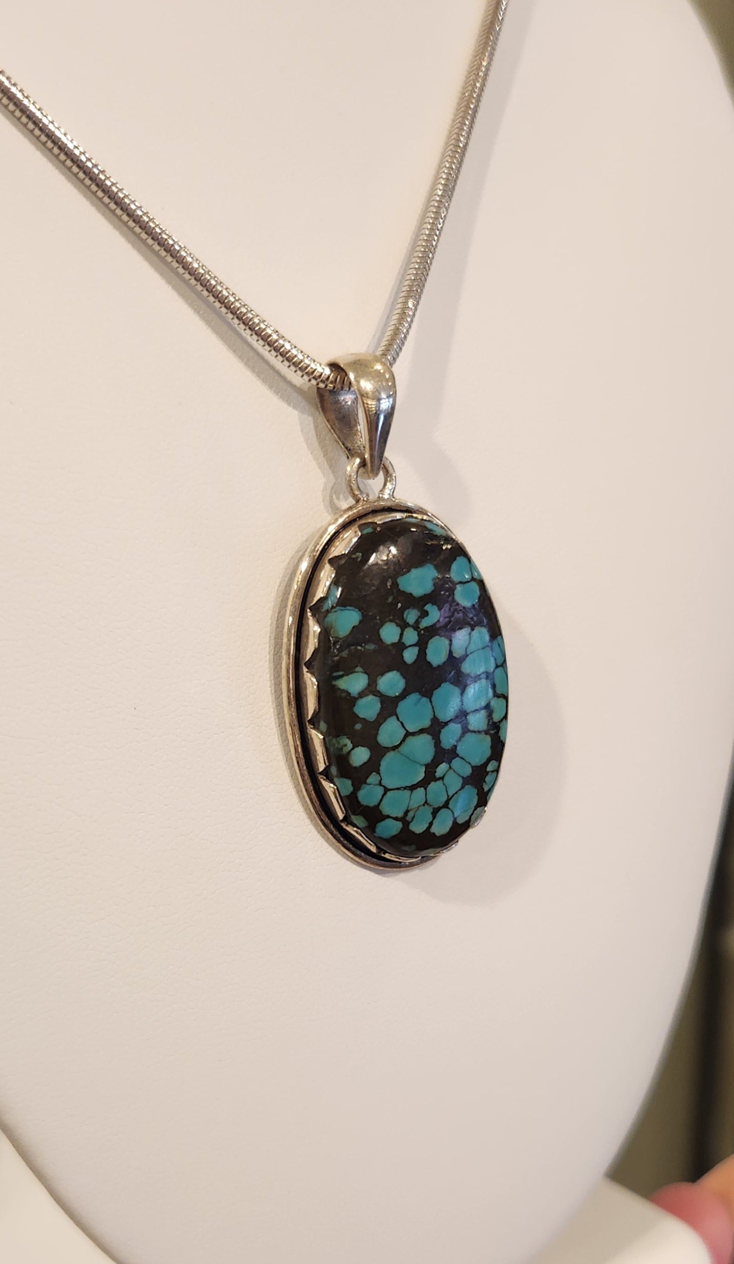 Sterling silver stylish turquoise pendant