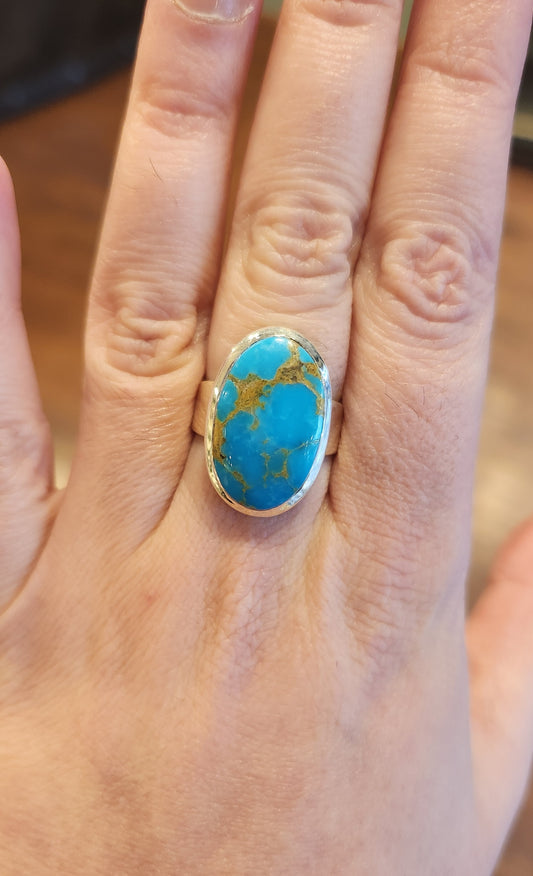 Sterling silver sleeping beauty turquoise ring