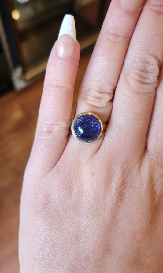 Sterling silver round tanzanite ring