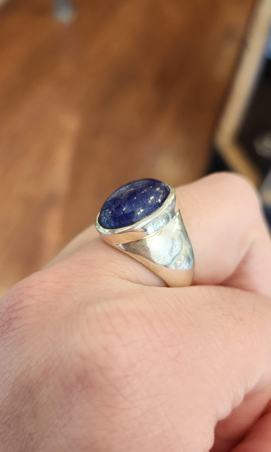 Sterling silver large oval tanzanite ring