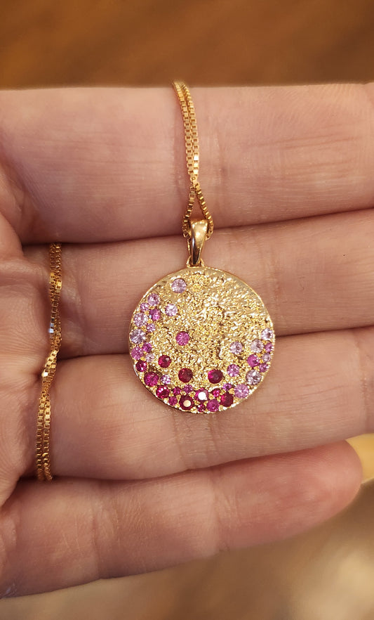 14kt rose gold pink sapphire gradient pendant