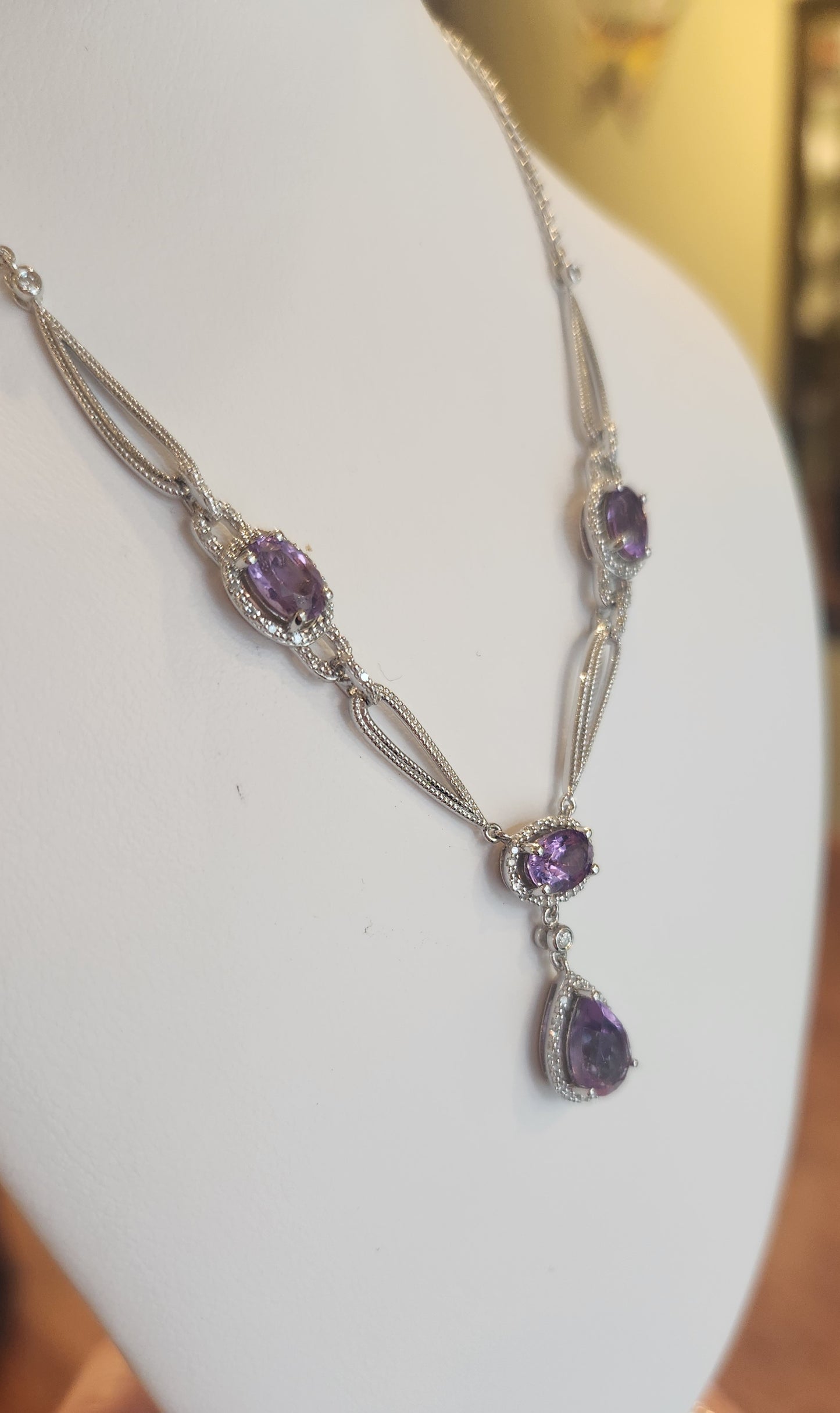 Sterling silver multi-stone amethyst necklace