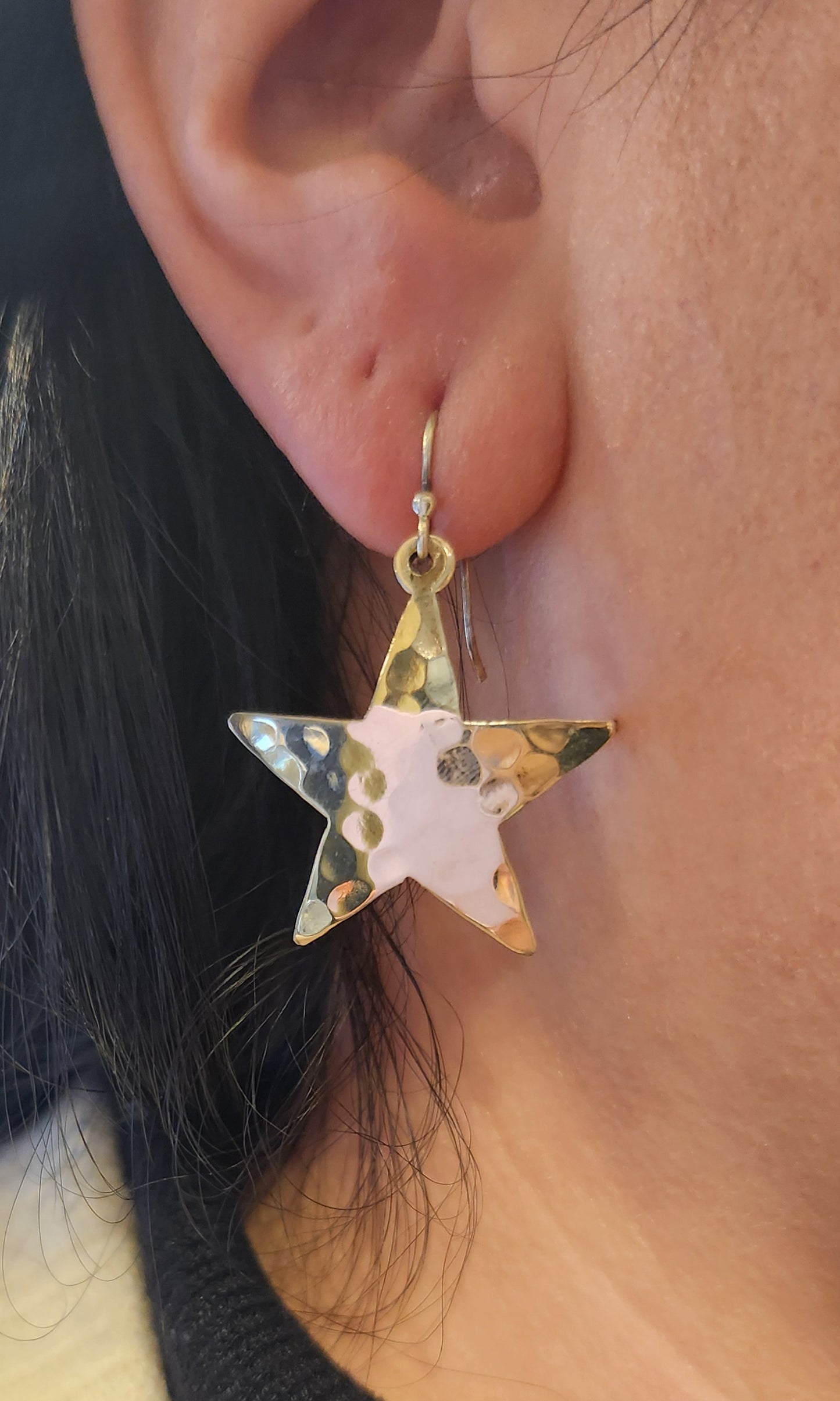 Sterling silver hammered star earrings