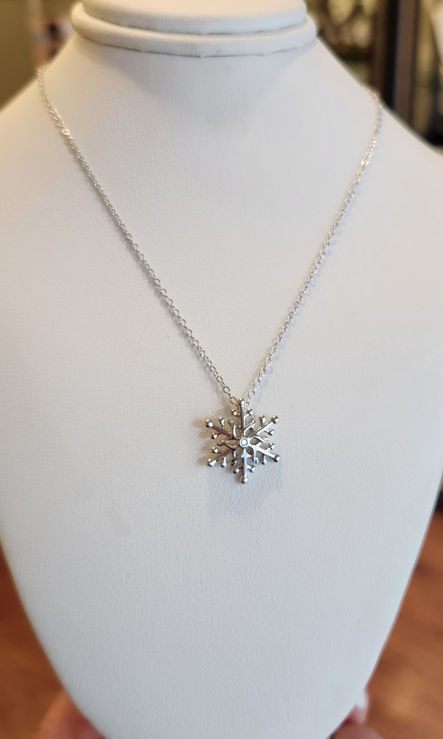 Sterling silver snowflake diamond pendant