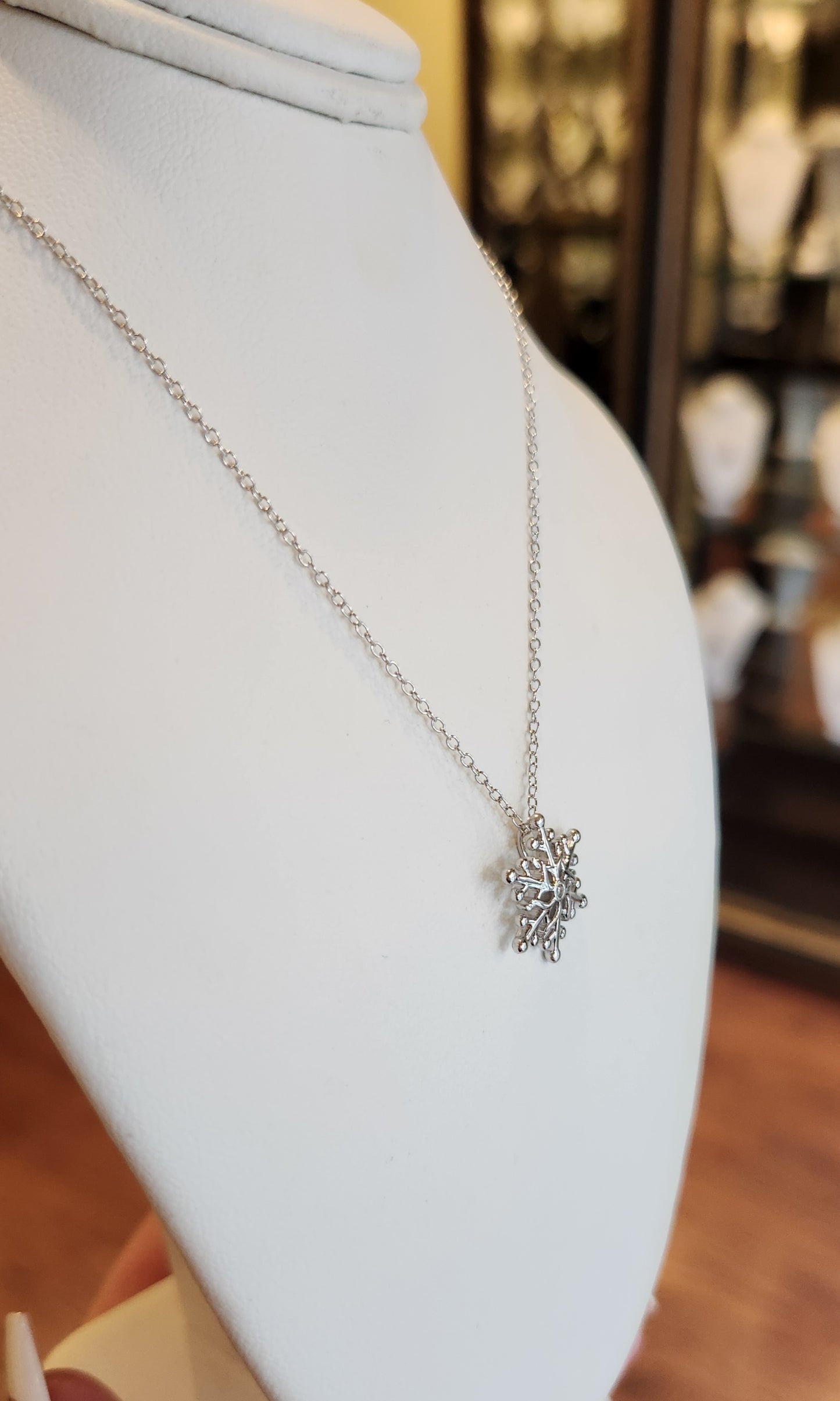 Sterling silver snowflake diamond pendant