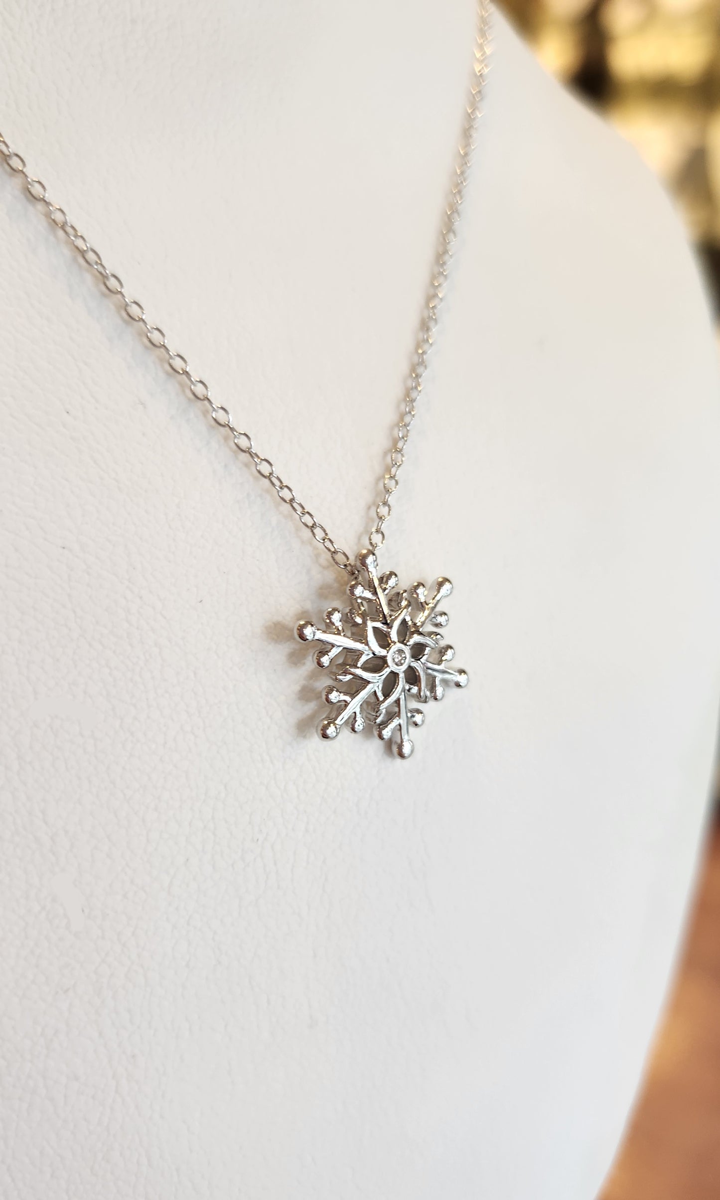 Sterling silver snowflake diamond pendant