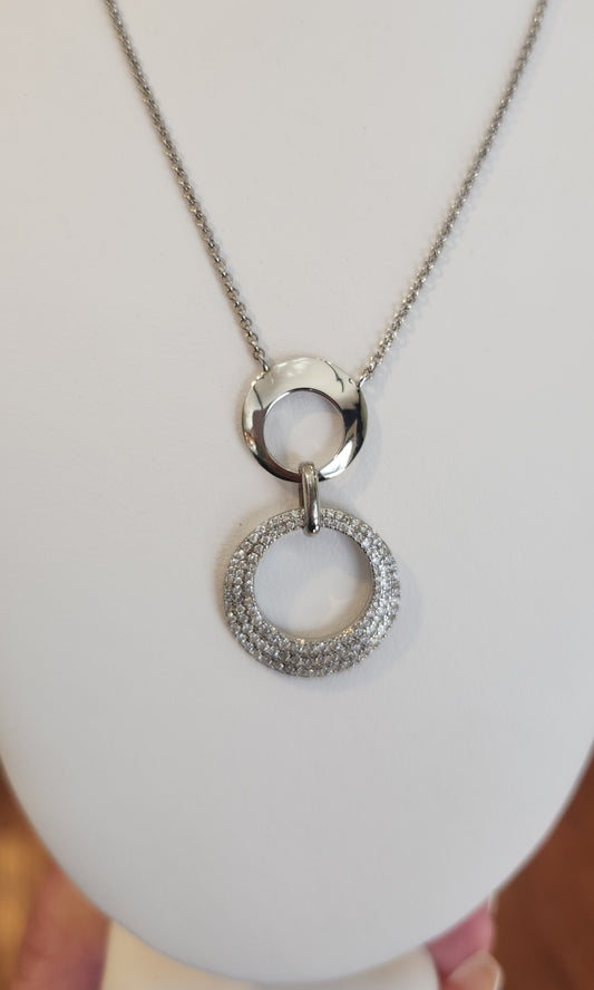 Sterling silver CZ circle necklace