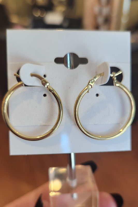 14k medium yellow italian gold hoop earrings