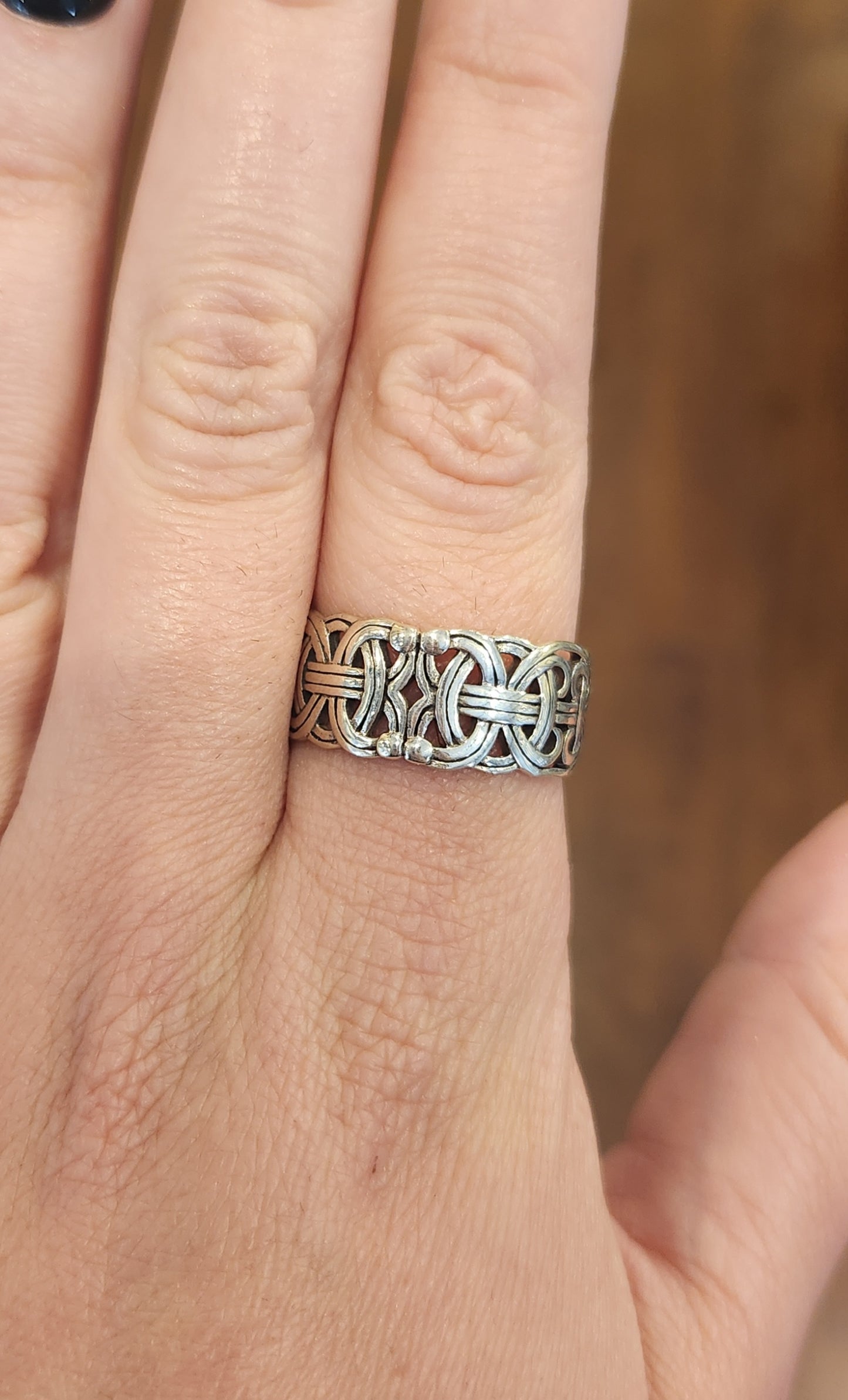 Sterling silver viking Borre celtic ring band