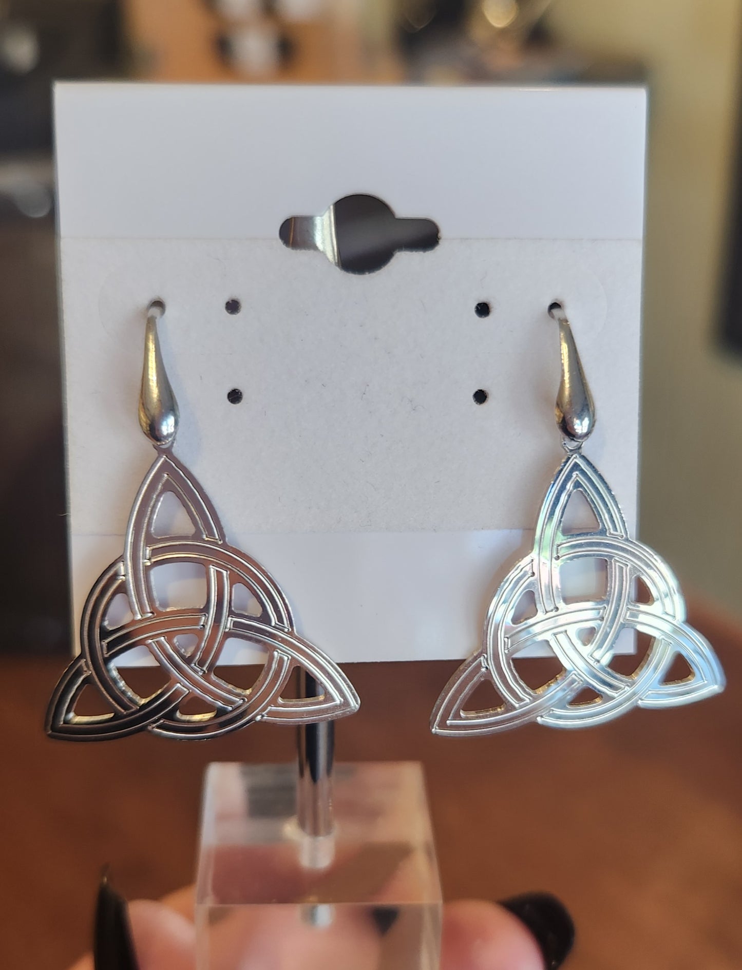 Sterling silver celtic trinity knot dangle earrings