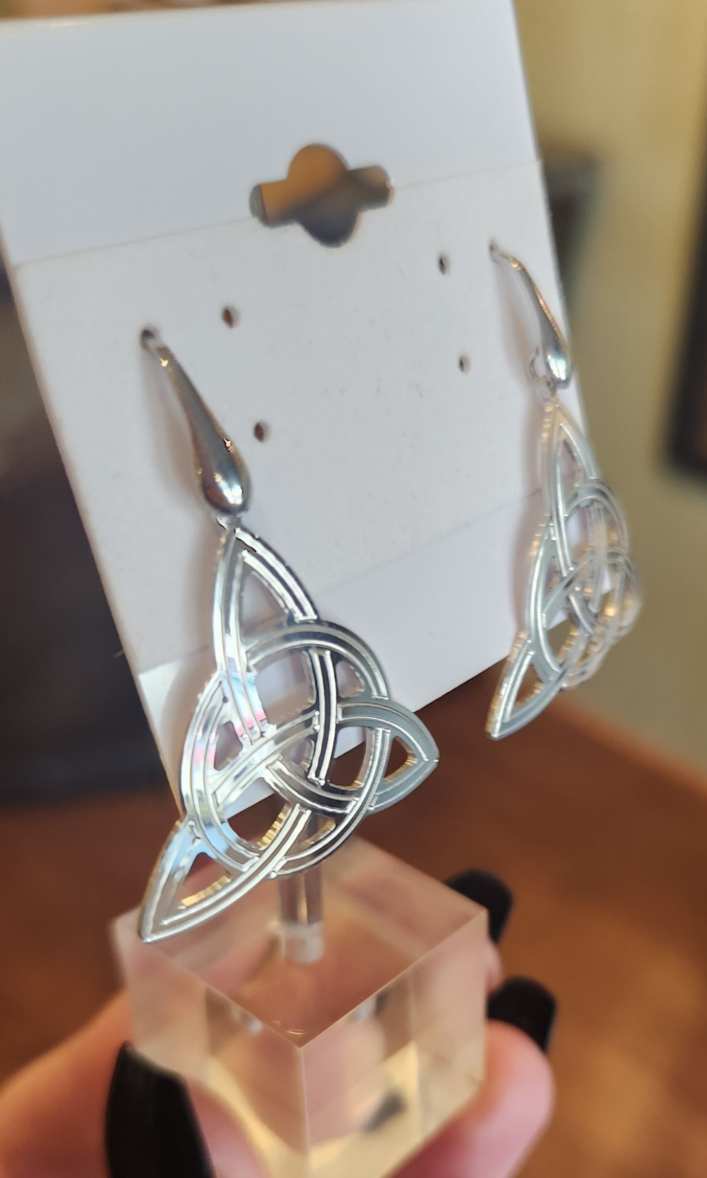 Sterling silver celtic trinity knot dangle earrings