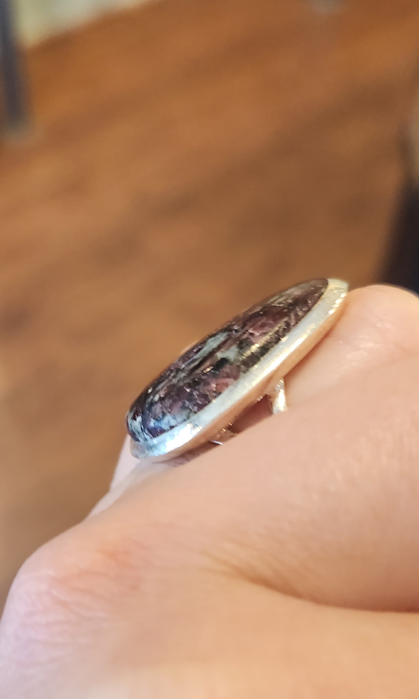 Sterling silver eudialyte ring