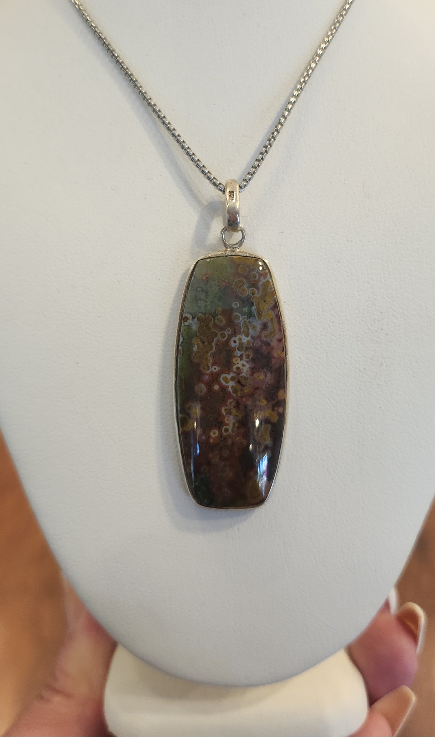 Sterling silver ocean jasper pendant