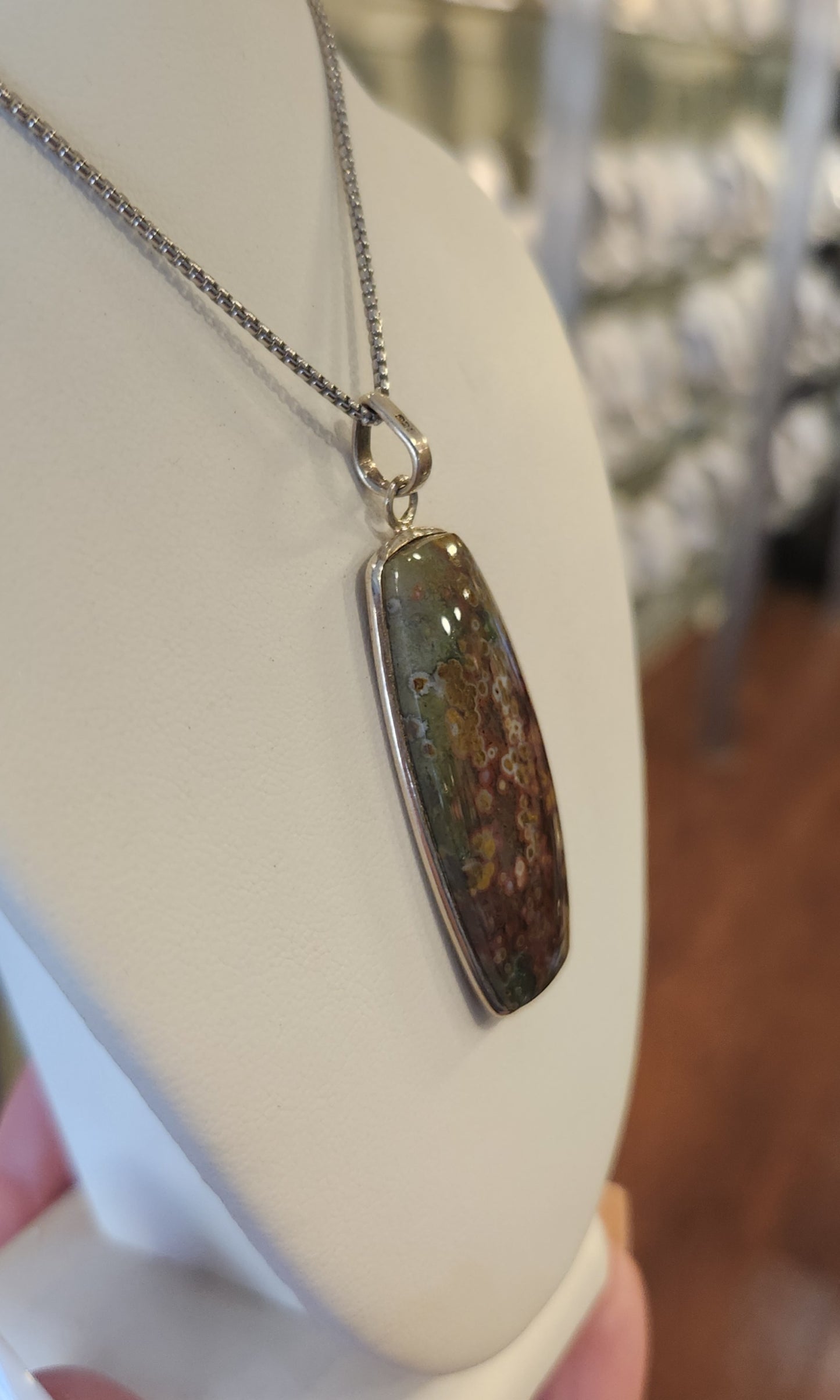 Sterling silver ocean jasper pendant