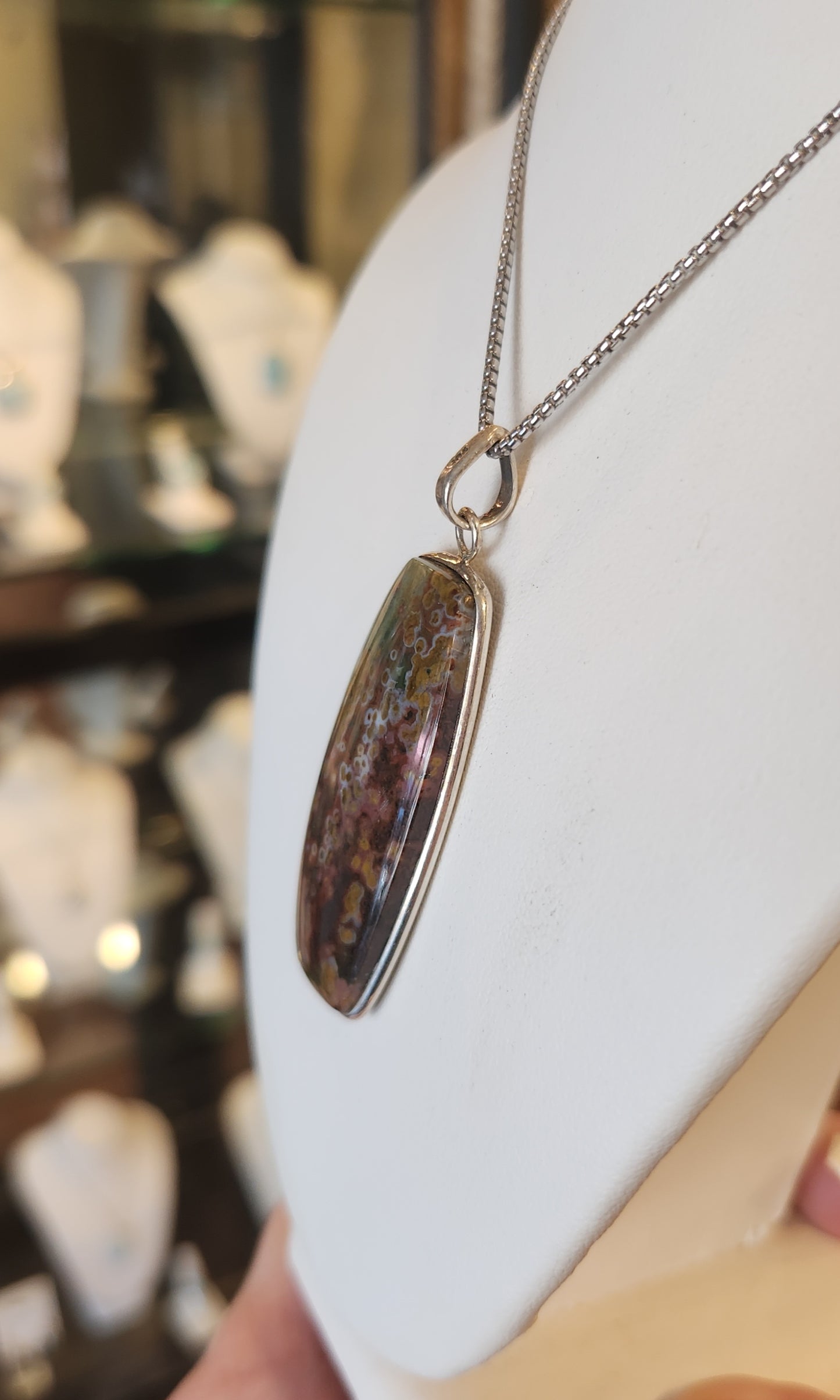 Sterling silver ocean jasper pendant