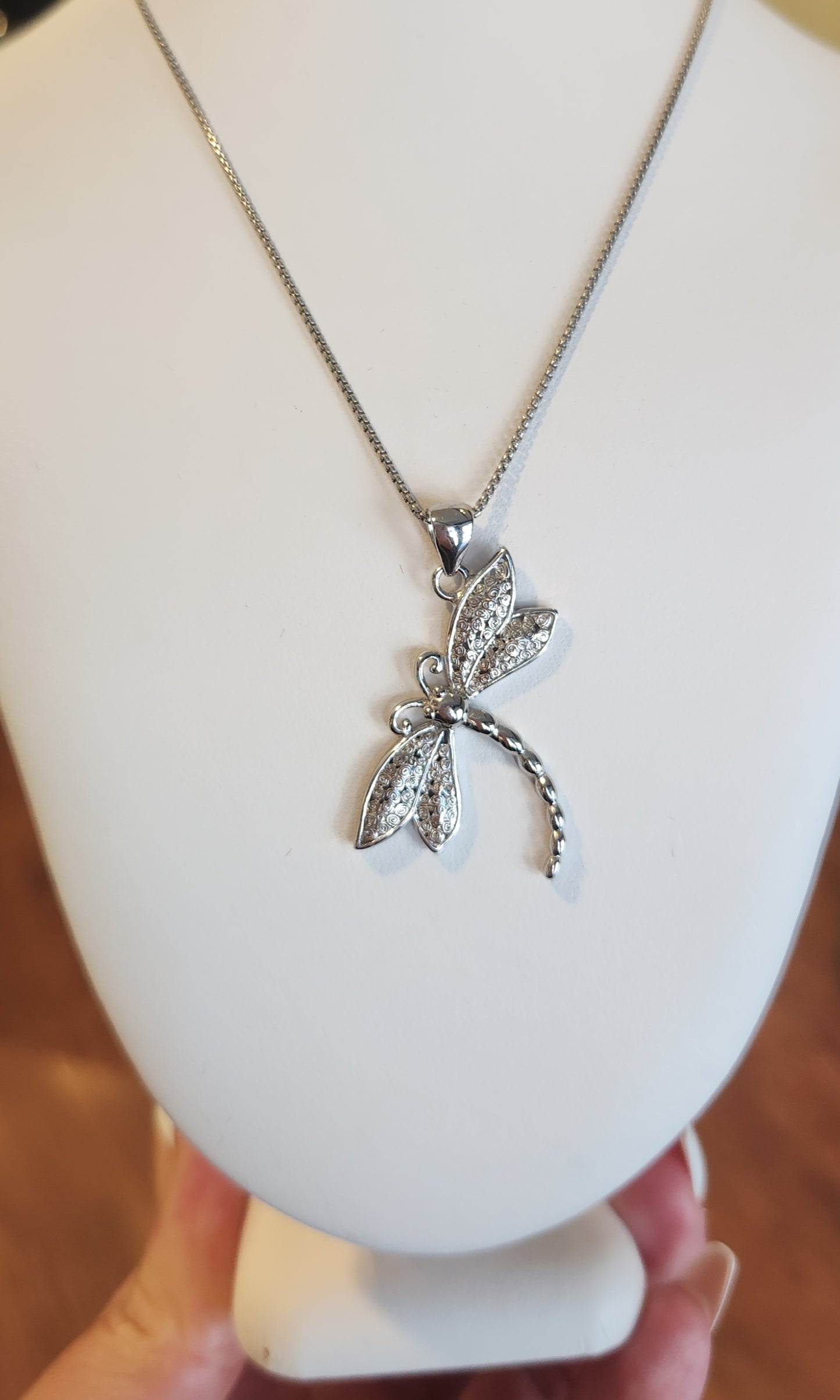 Sterling silver dragonfly fashion pendant