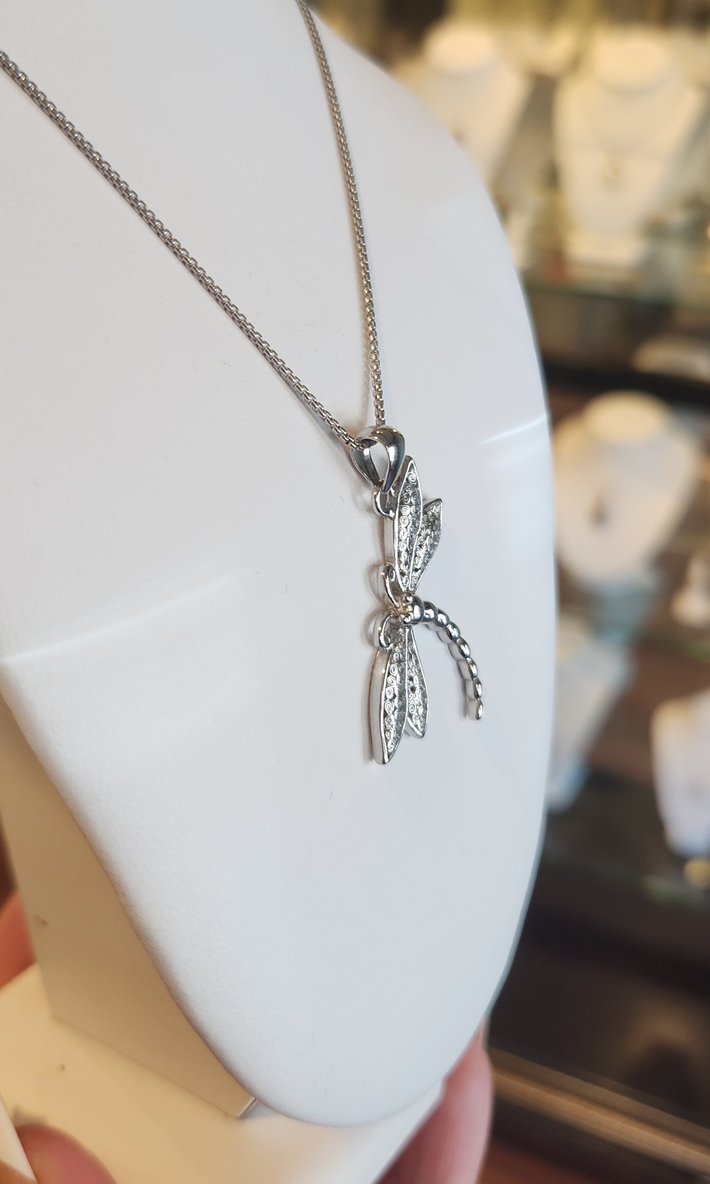 Sterling silver dragonfly fashion pendant