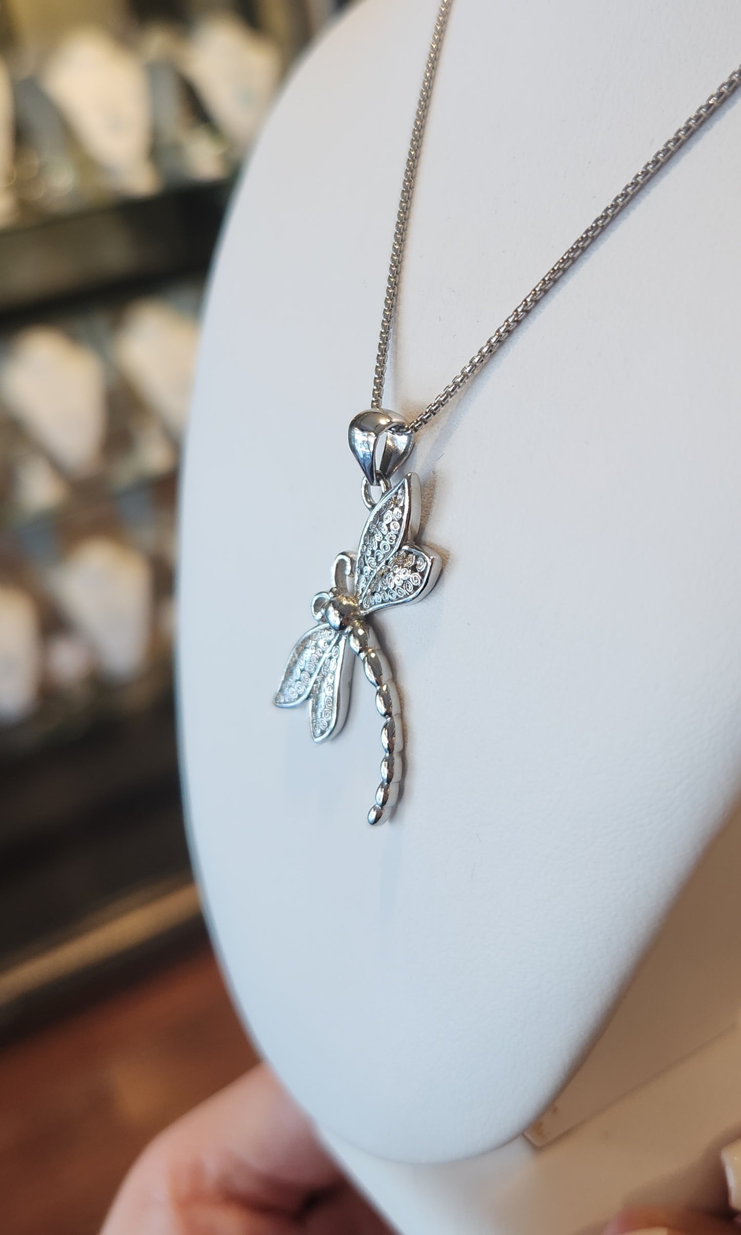 Sterling silver dragonfly fashion pendant