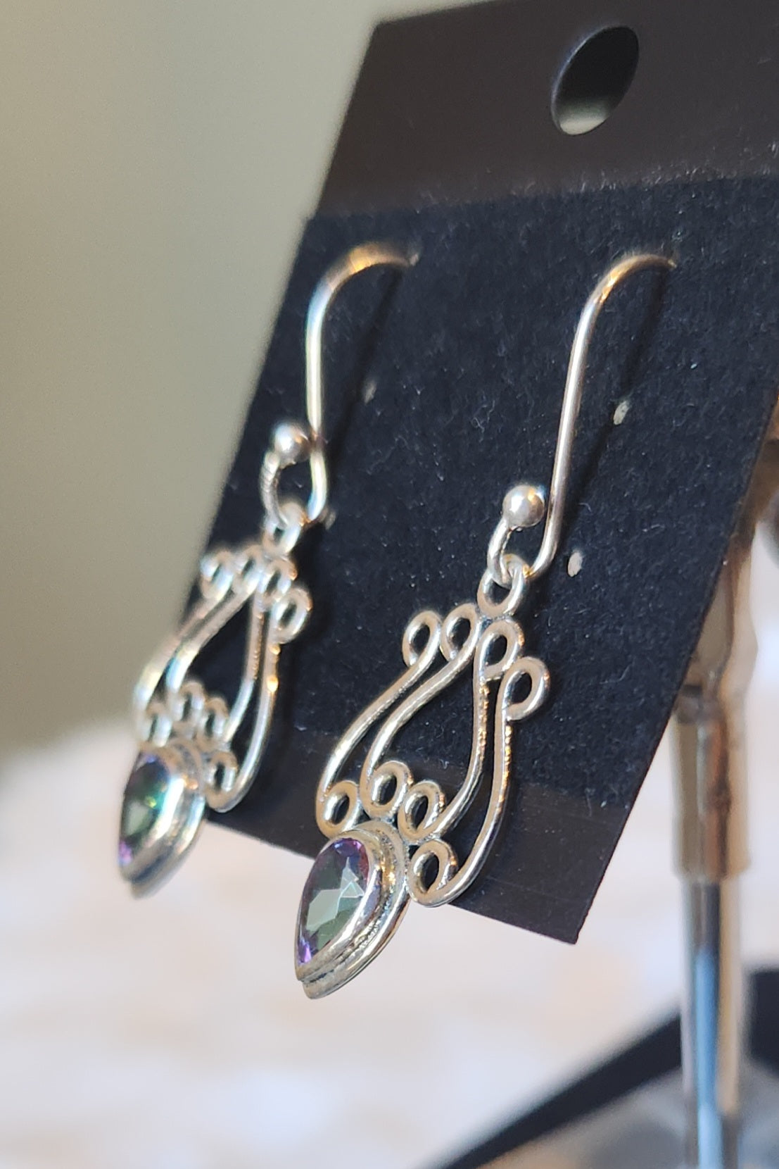 Sterling silver mystic topaz dangle earrings