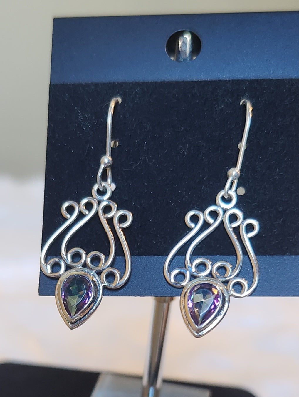 Sterling silver mystic topaz dangle earrings