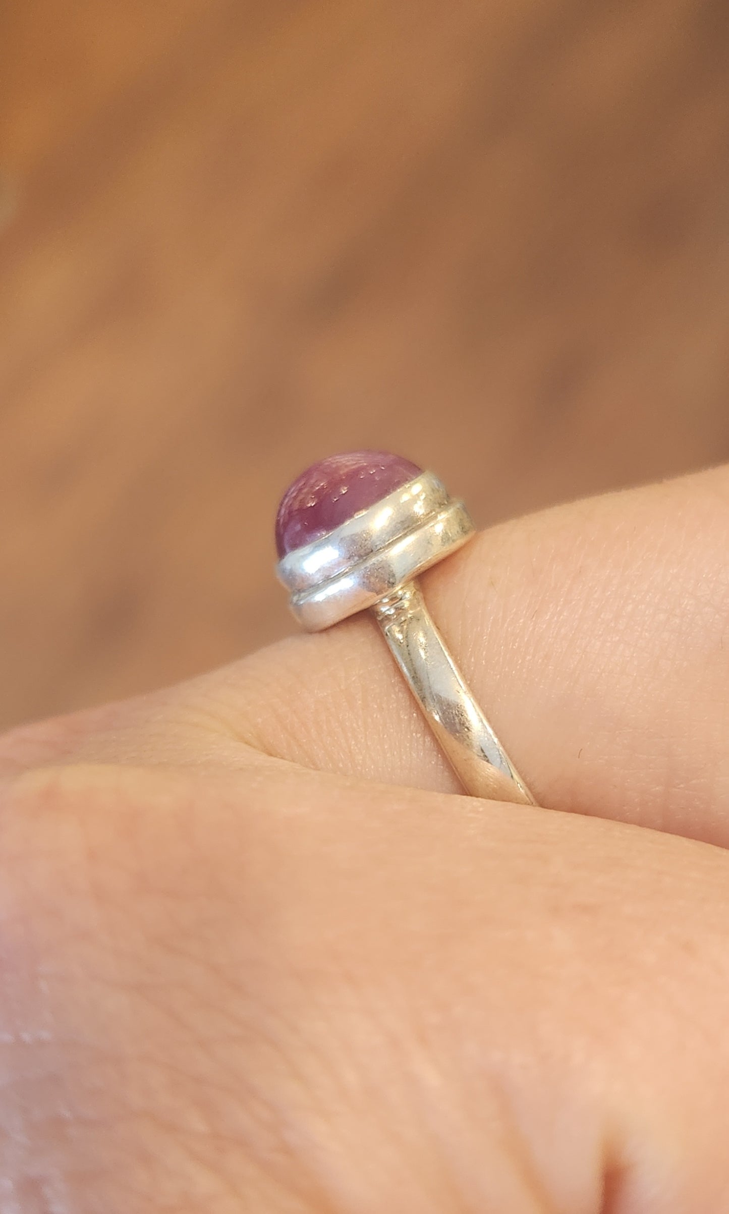 Sterling silver round star ruby ring