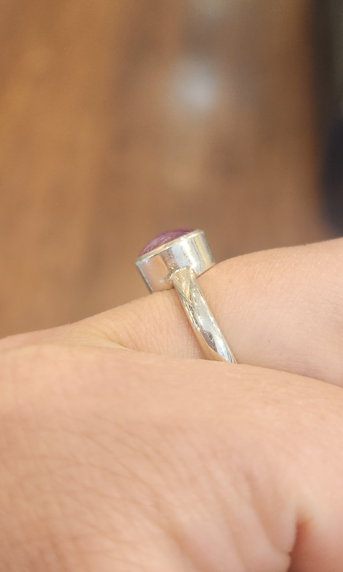 Sterling silver oval star ruby ring