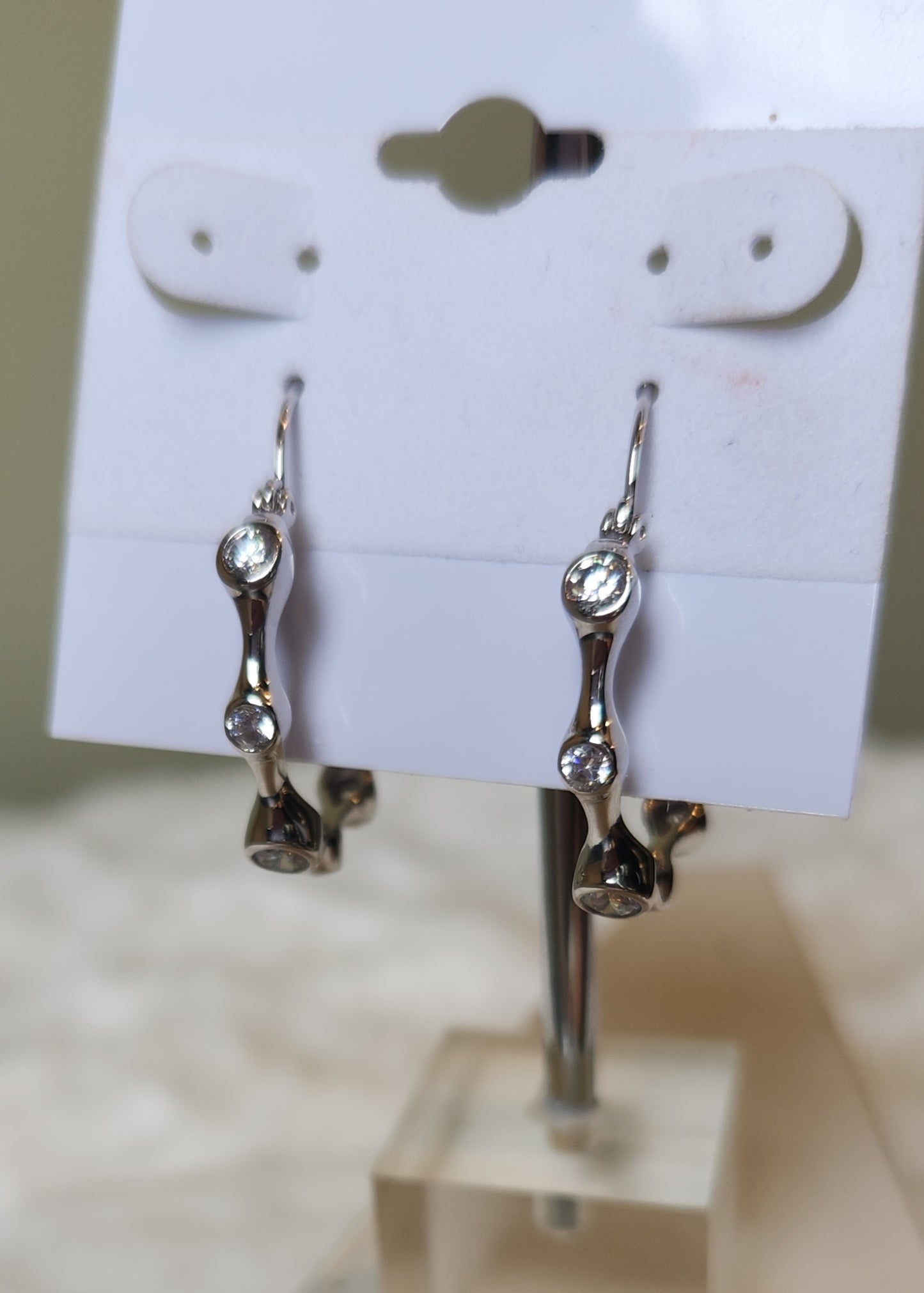 Sterling silver funky hoops with white sapphire