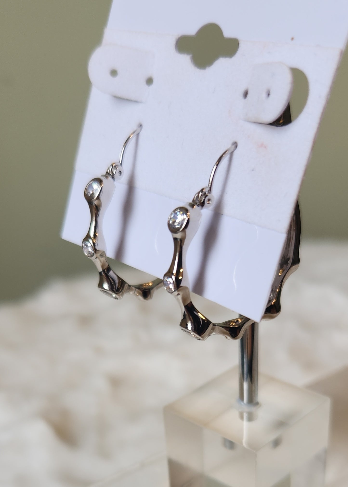 Sterling silver funky hoops with white sapphire