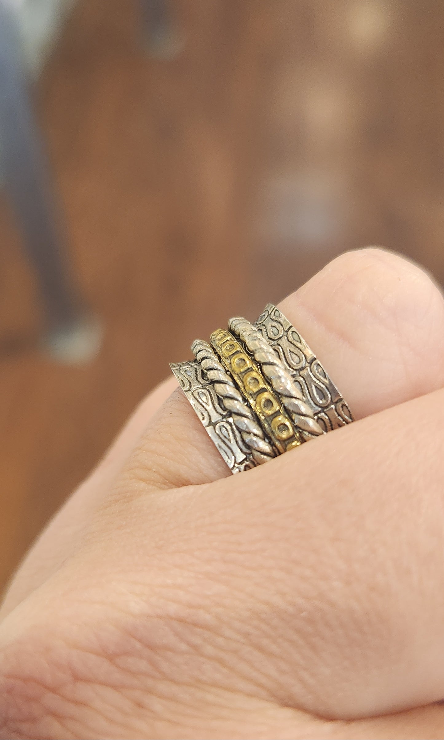 Sterling silver two-toned spinner ring