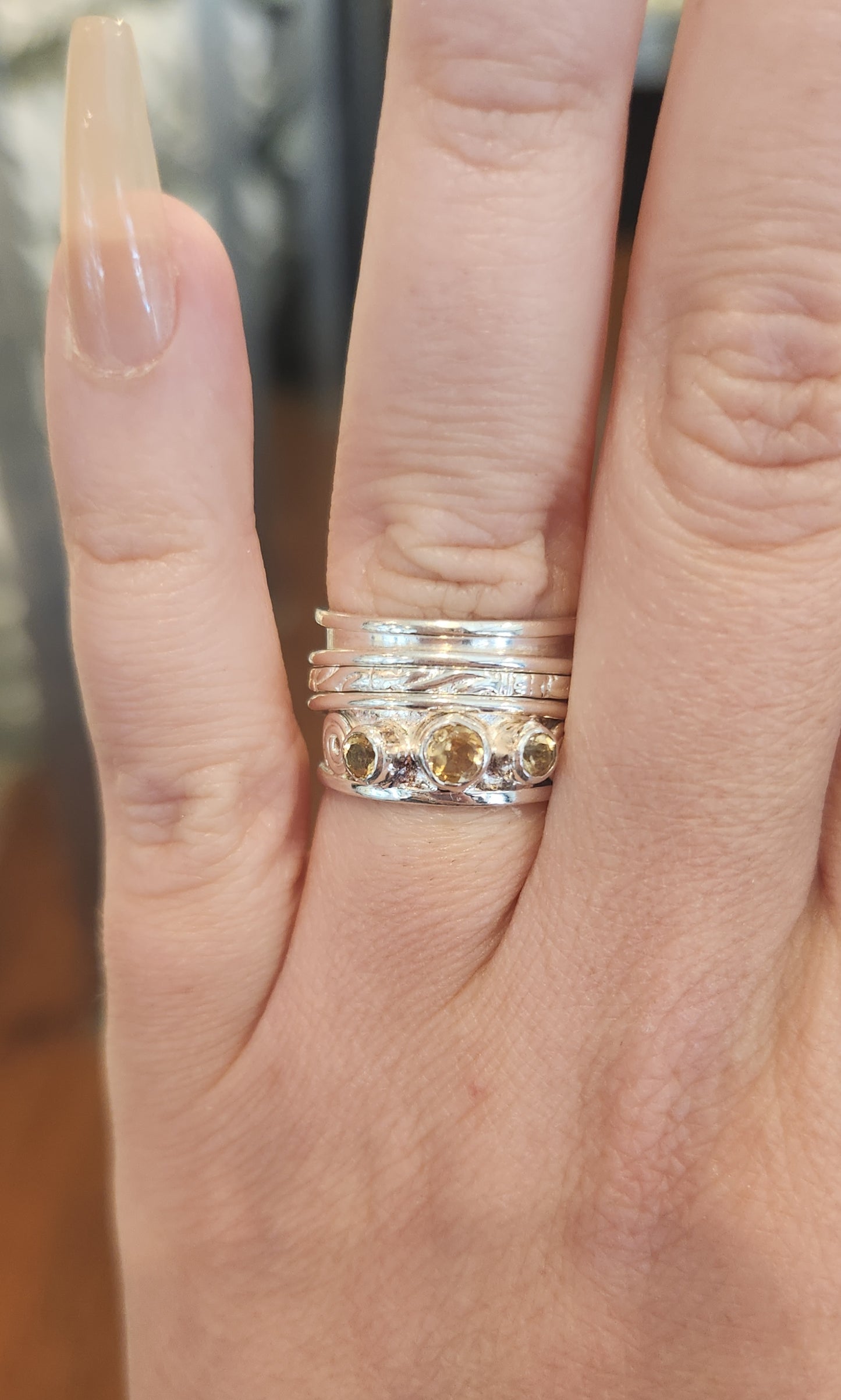 Sterling silver citrine spinner ring