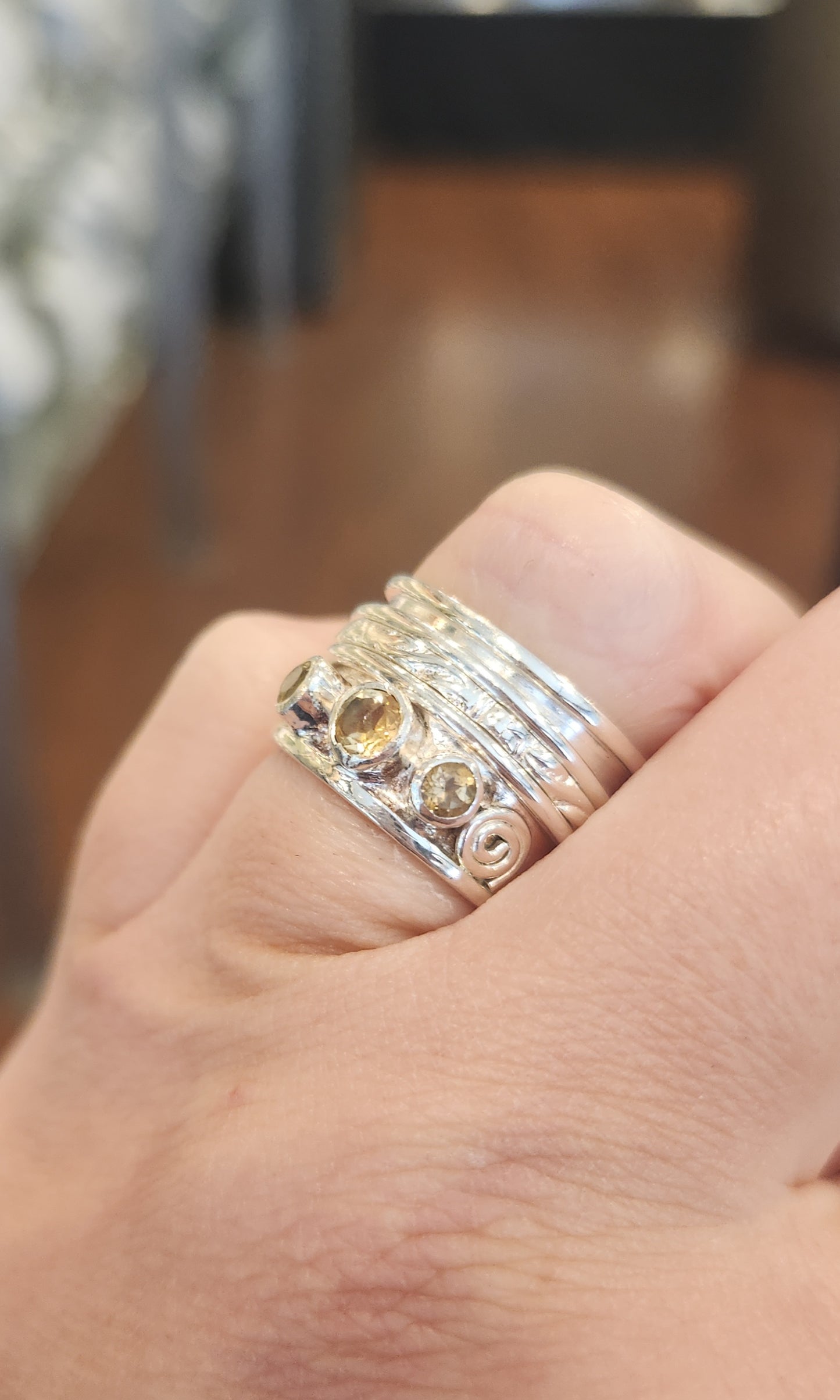 Sterling silver citrine spinner ring