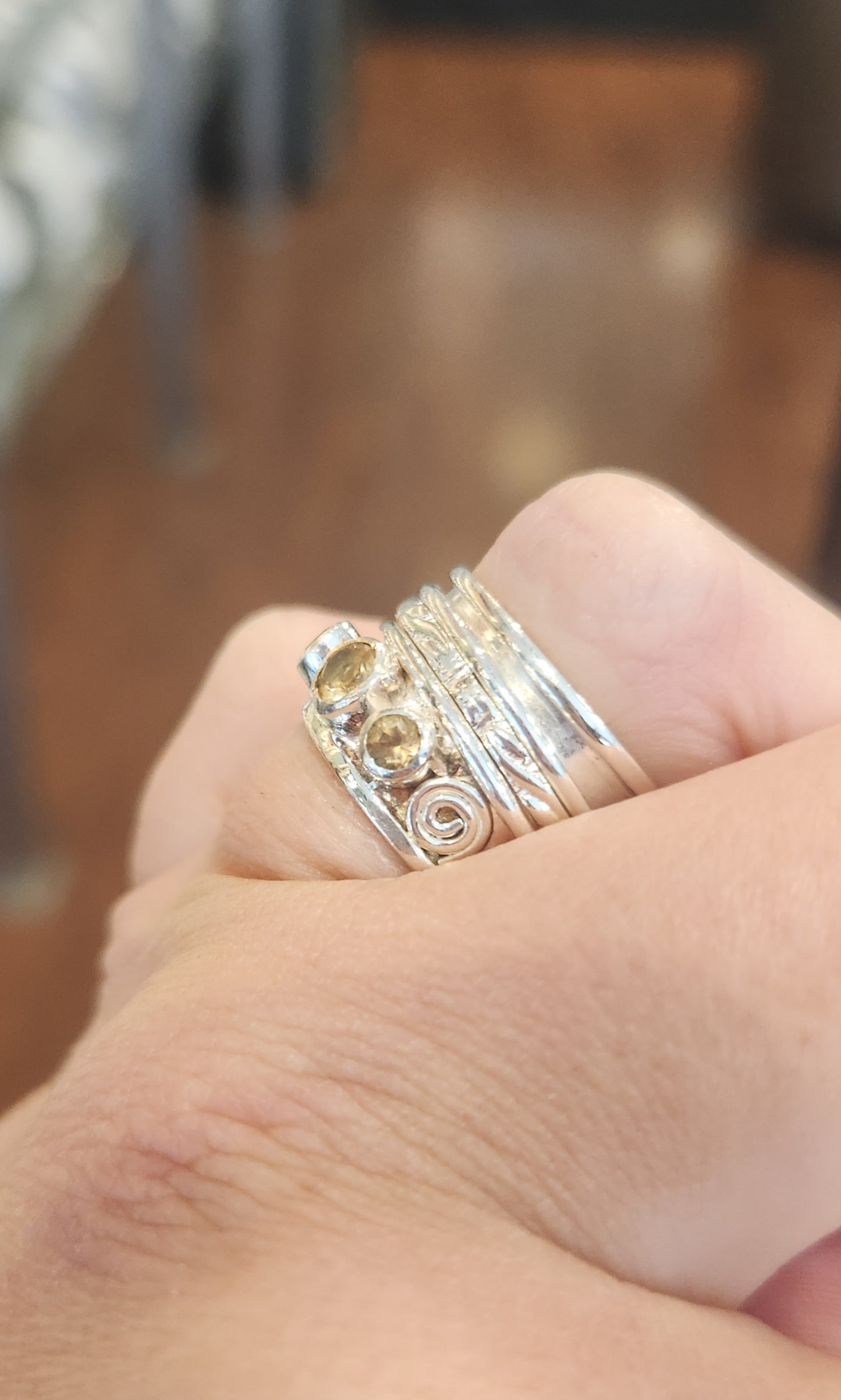 Sterling silver citrine spinner ring