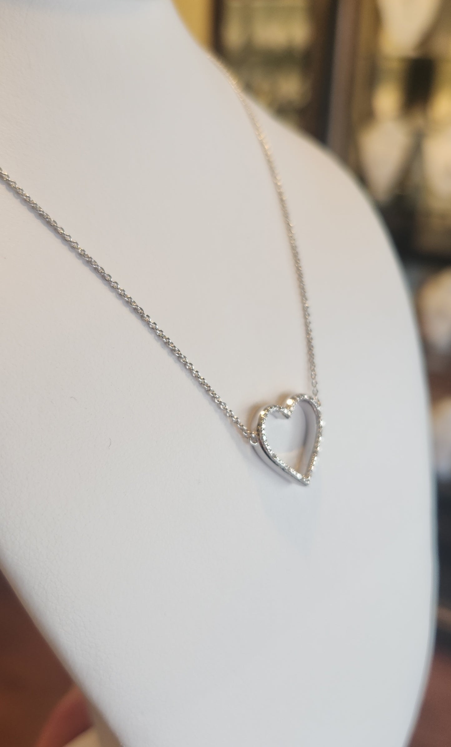 Sterling silver diamond heart necklace