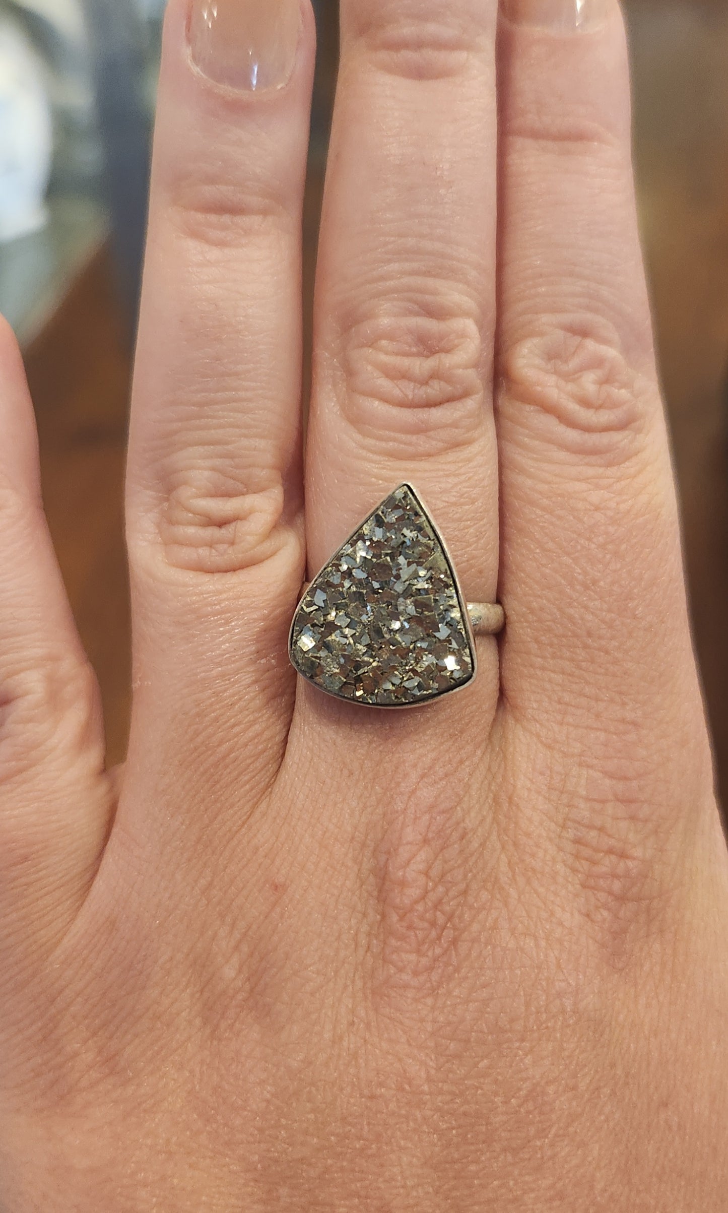 Sterling silver pyrite ring