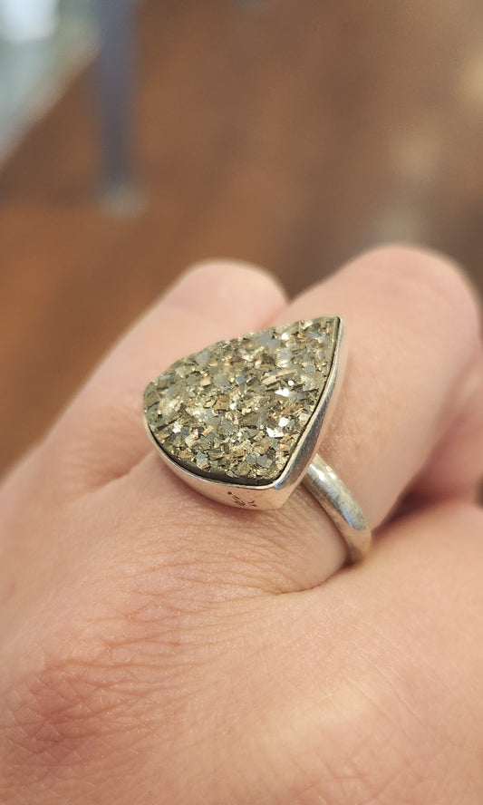 Sterling silver pyrite ring