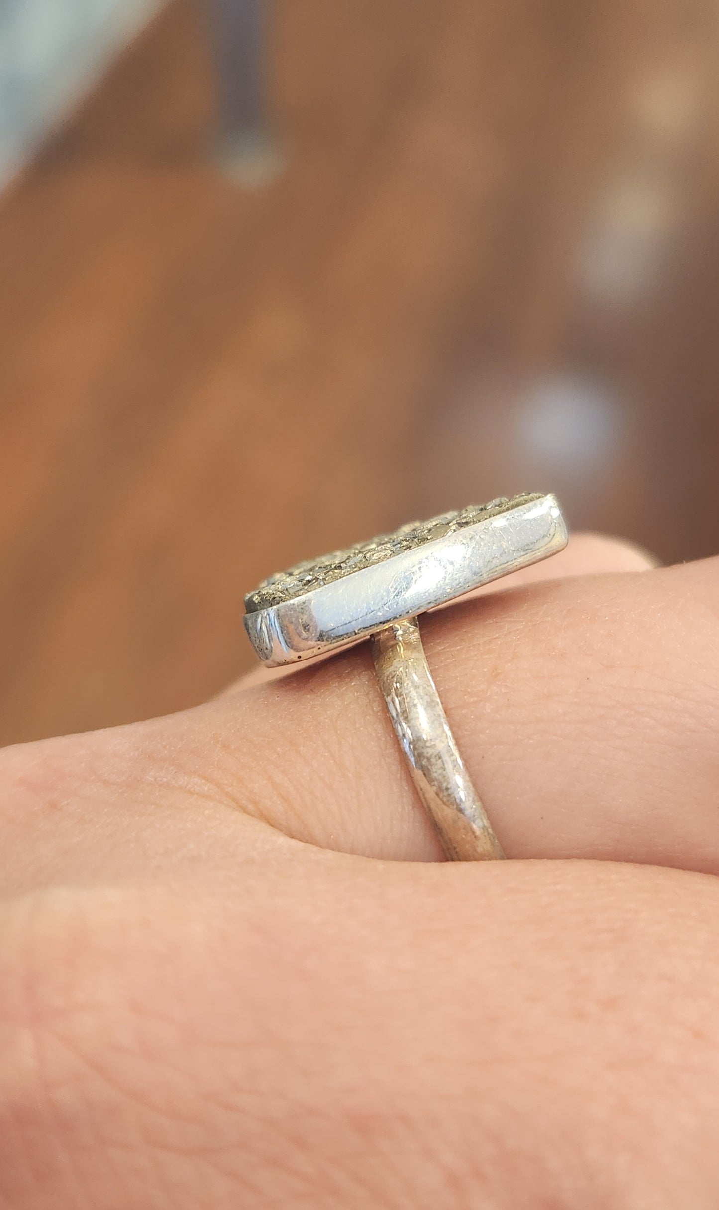 Sterling silver pyrite ring